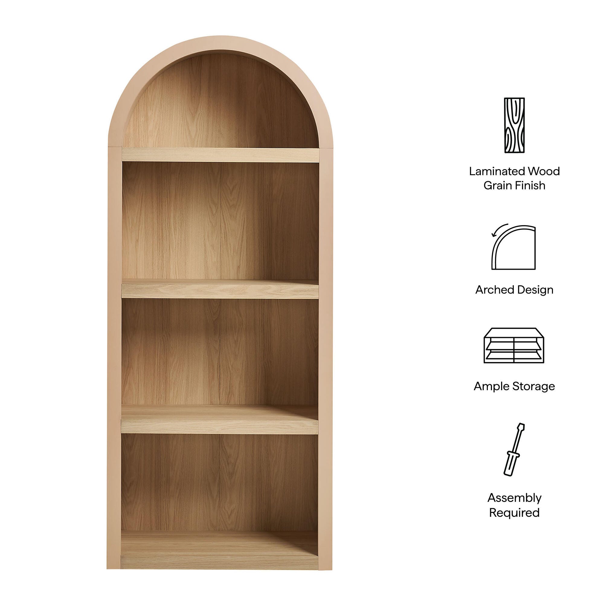 Modway Caleb 75" Bookcase, Tan, large