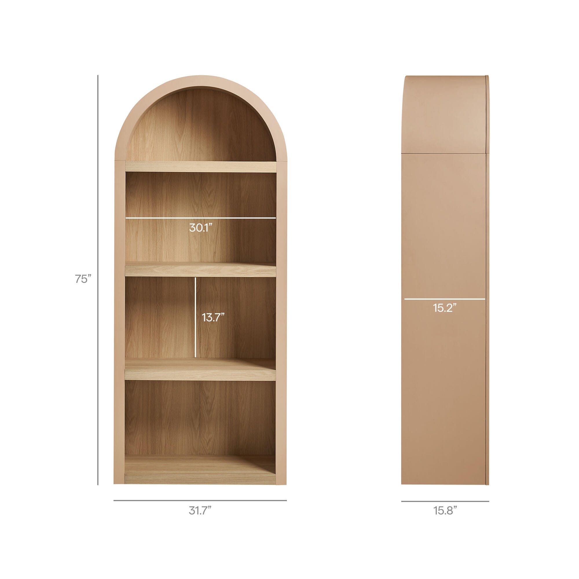 Modway Caleb 75" Bookcase, Tan, large
