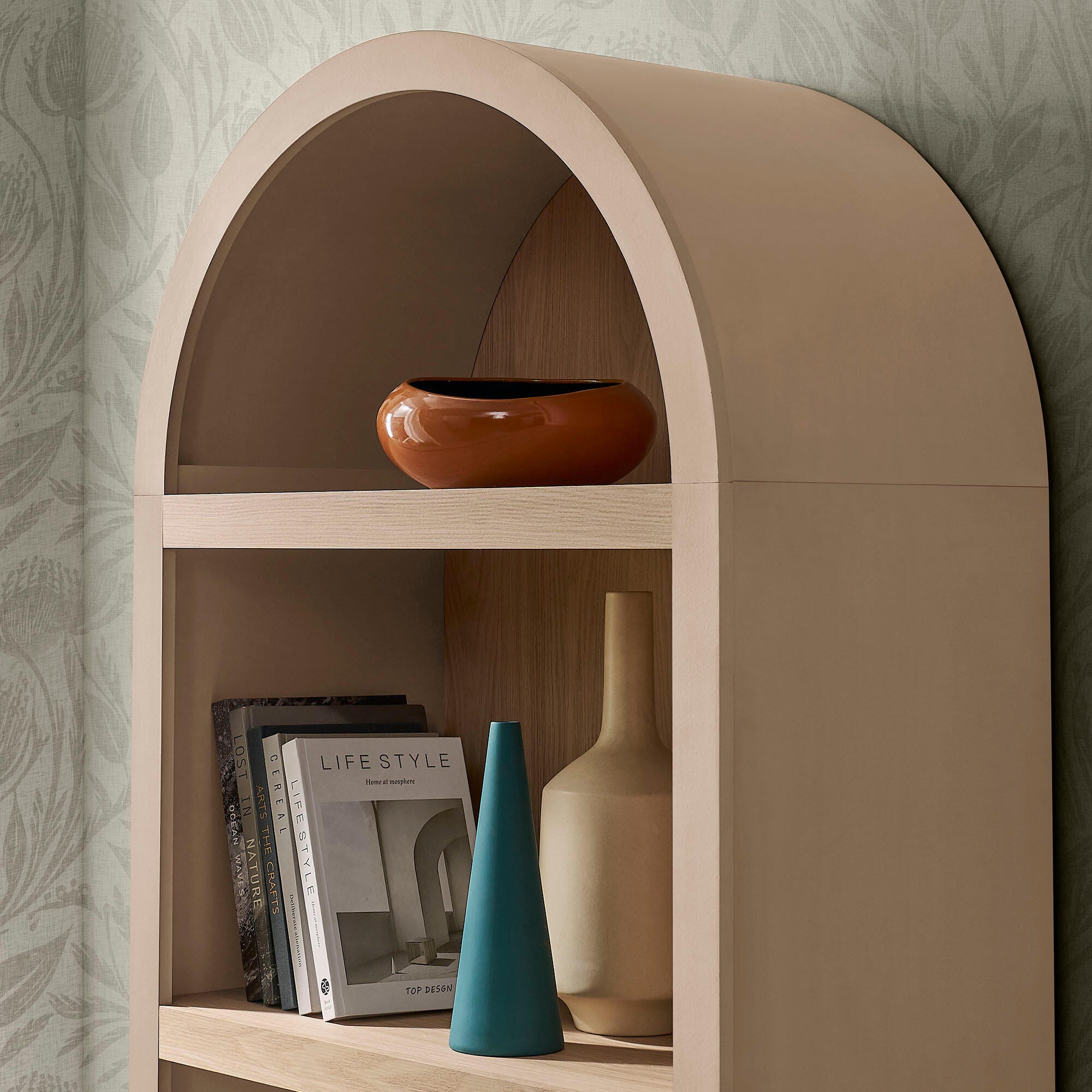 Modway Caleb 75" Bookcase, Tan, large