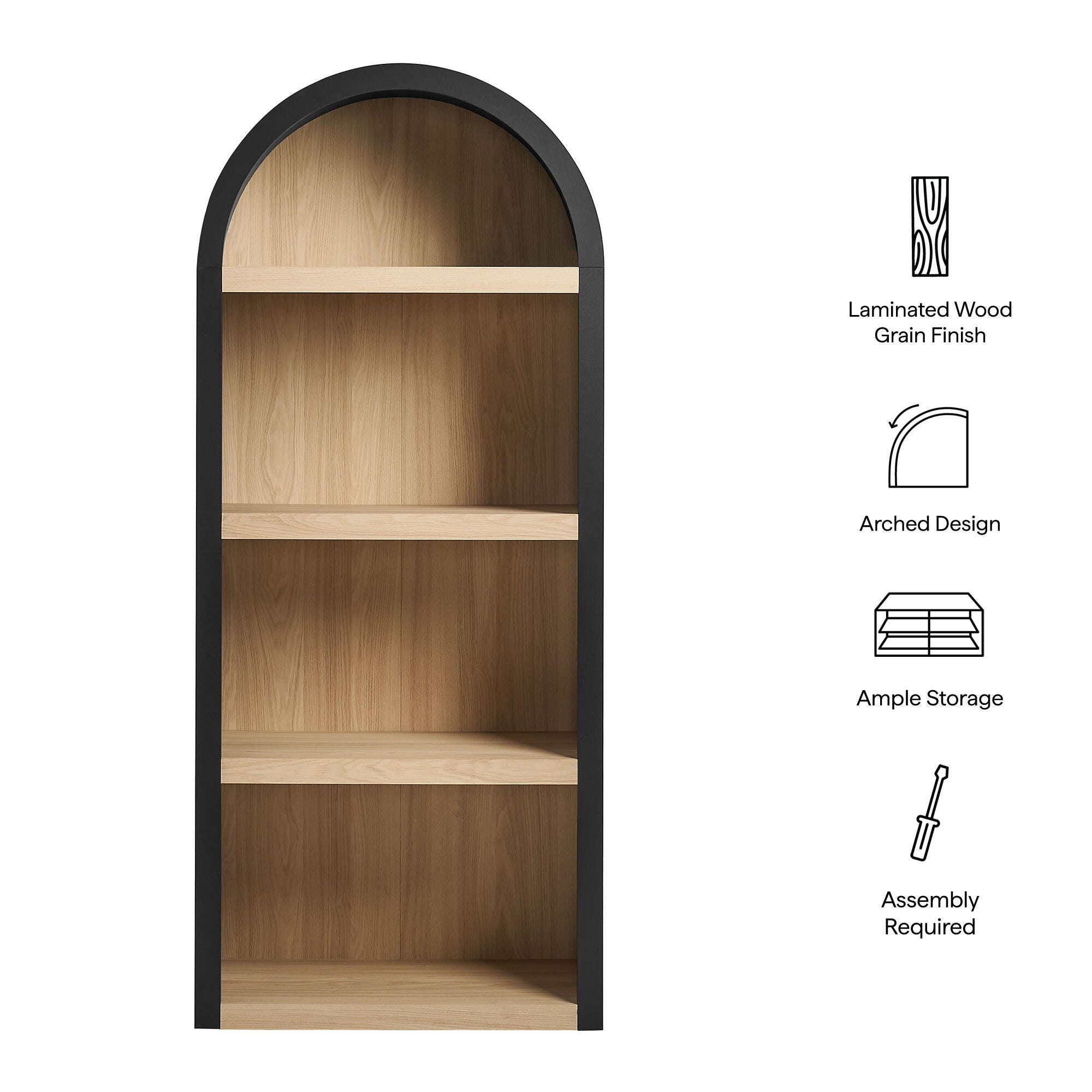 Modway Caleb 75" Bookcase, Black, large