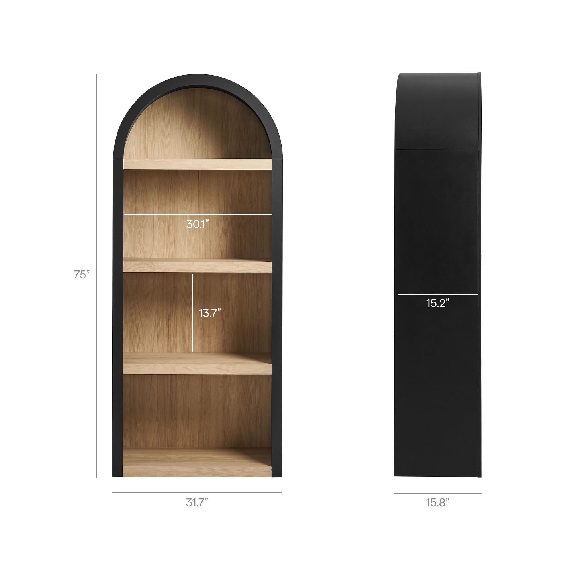 Modway Caleb 75" Bookcase, Black, large