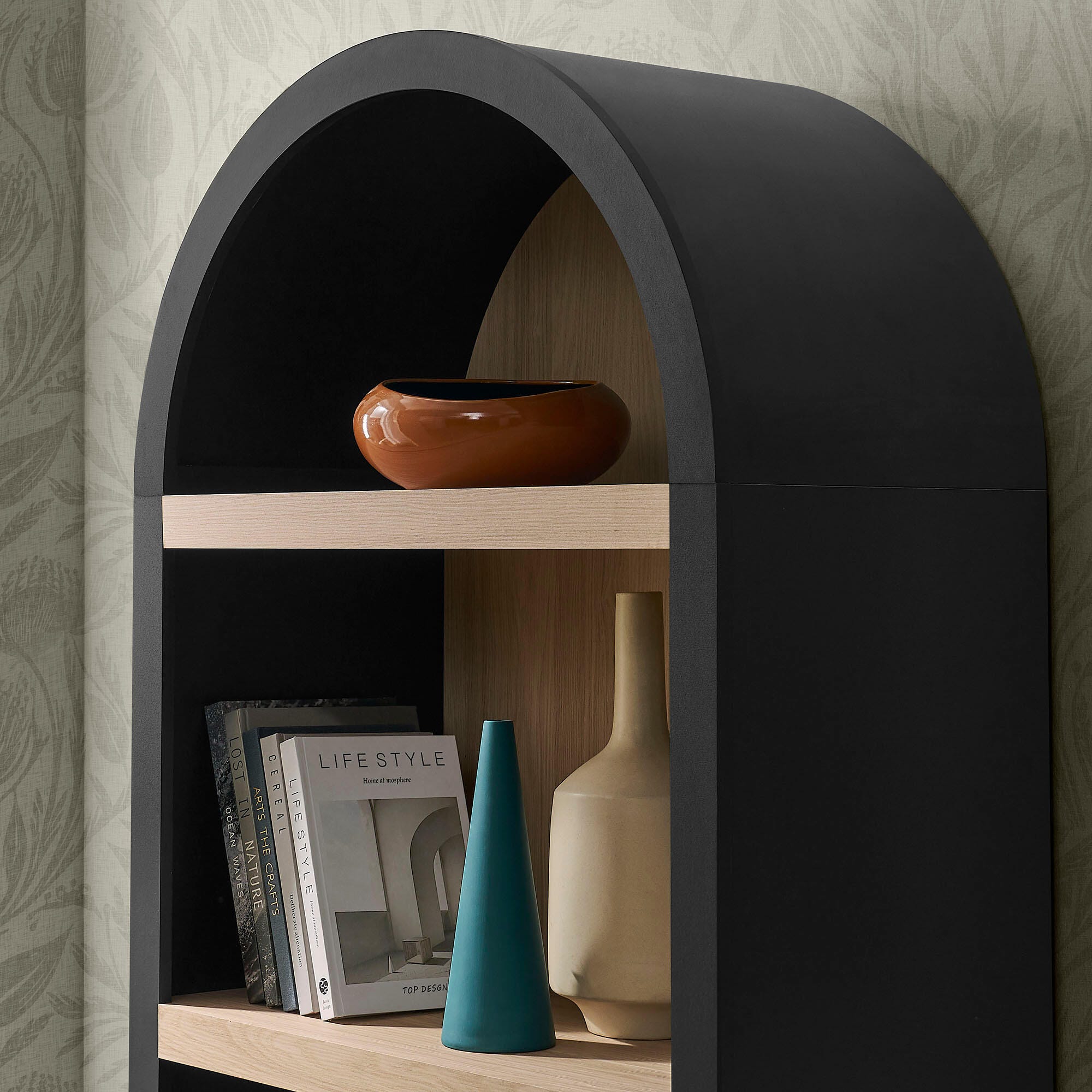 Modway Caleb 75" Bookcase, Black, large