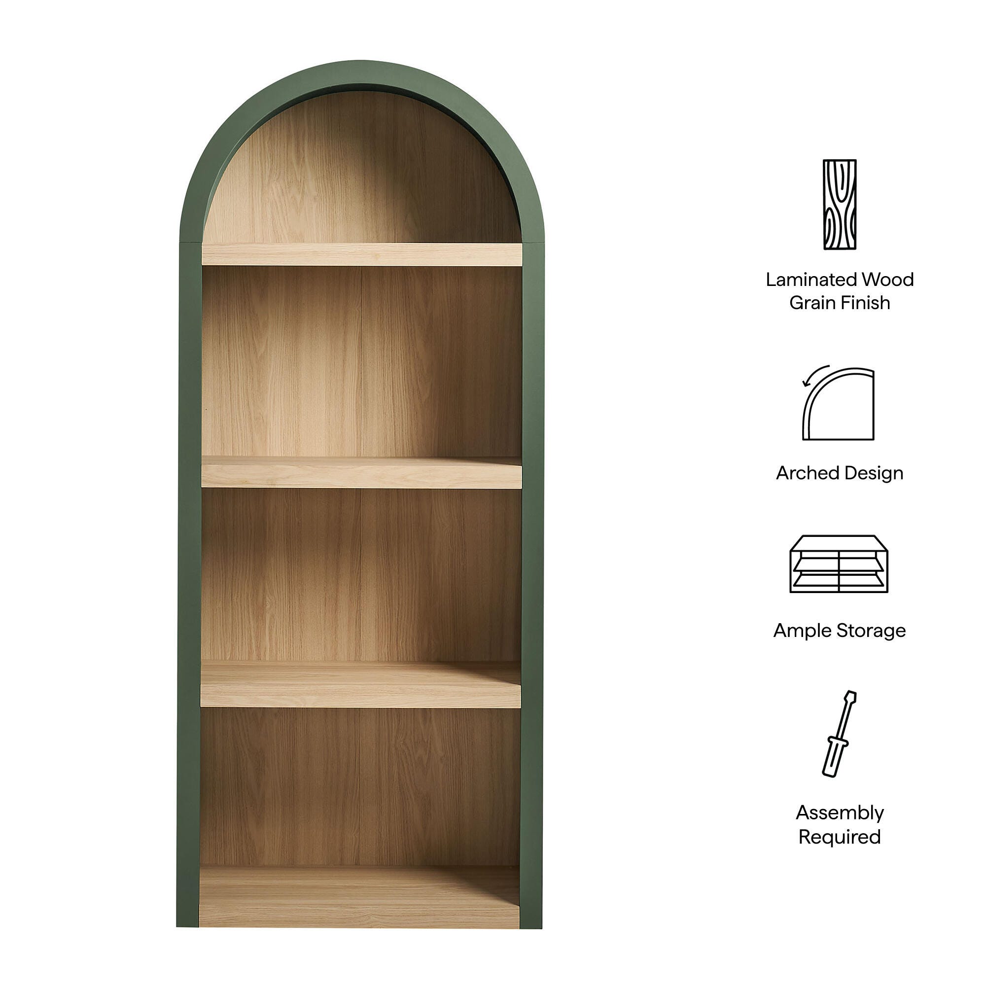 Modway Caleb 75" Bookcase, Hunter Green, large