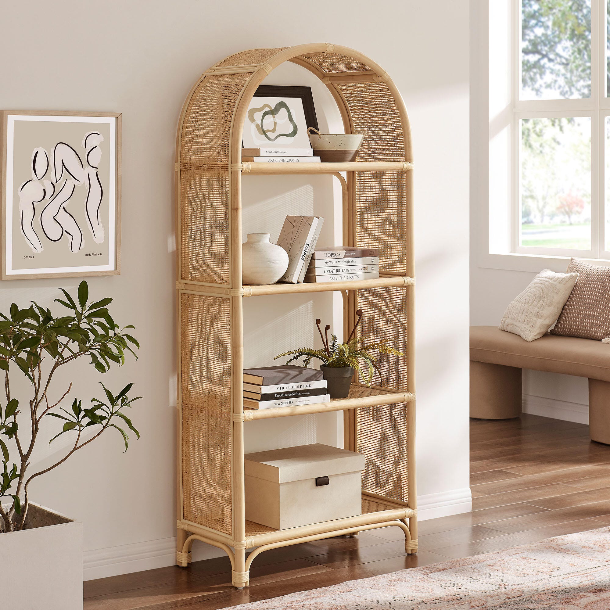 Modway Celeste 68" Bookcase, Natural, large
