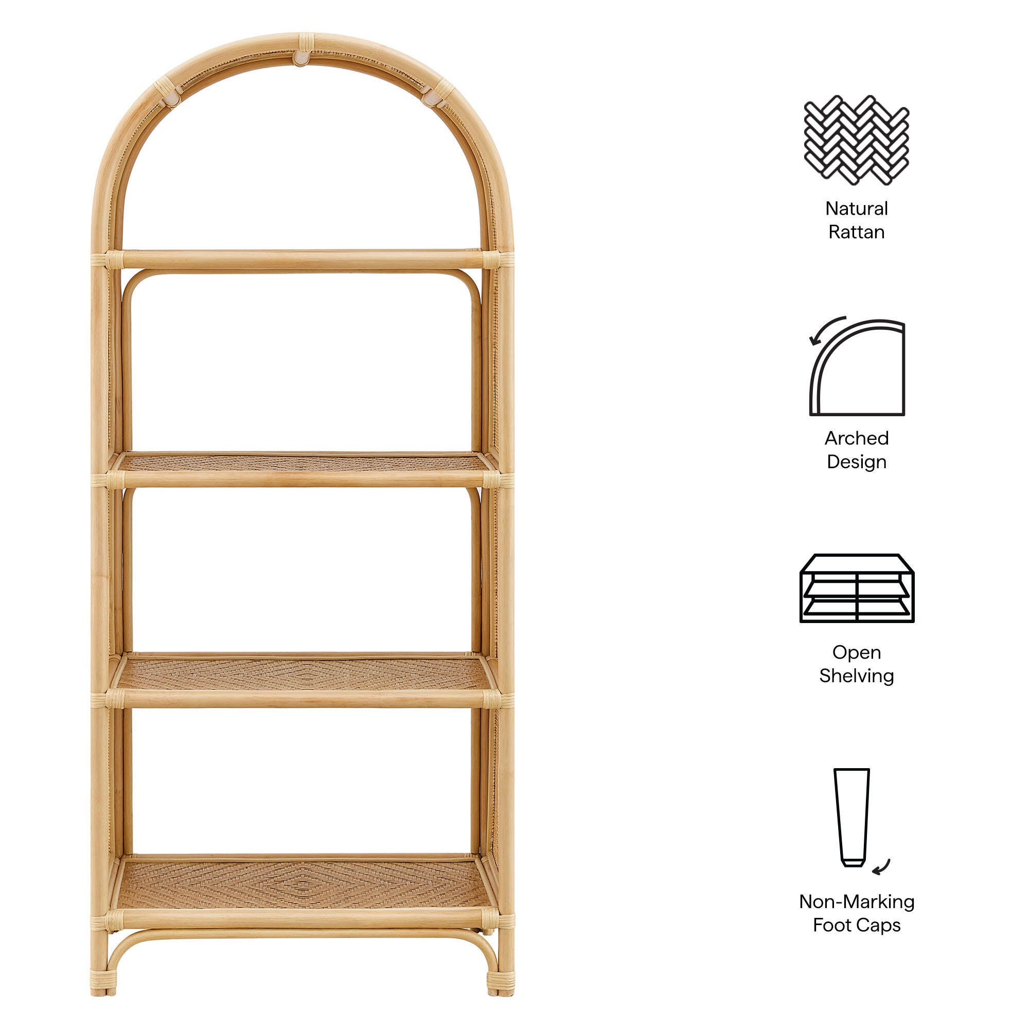 Modway Celeste 68" Bookcase, Natural, large