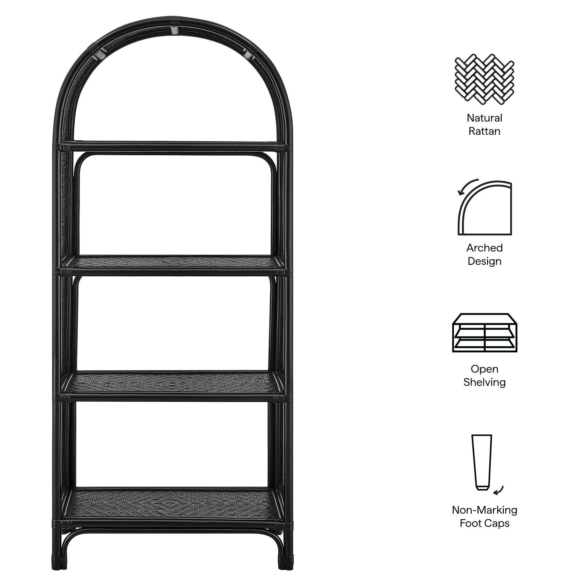 Modway Celeste 68" Bookcase, Black, large