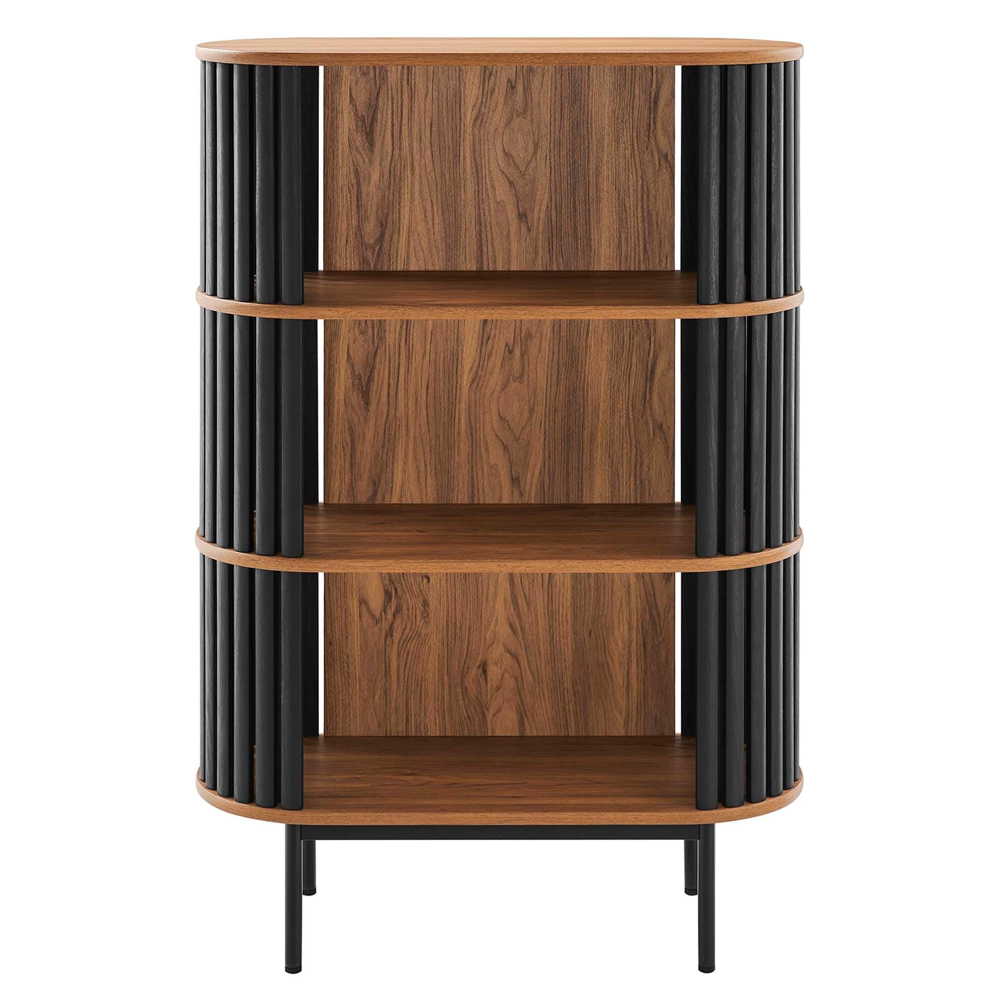 Modway Fortitude 52" Bookcase, Walnut/Black