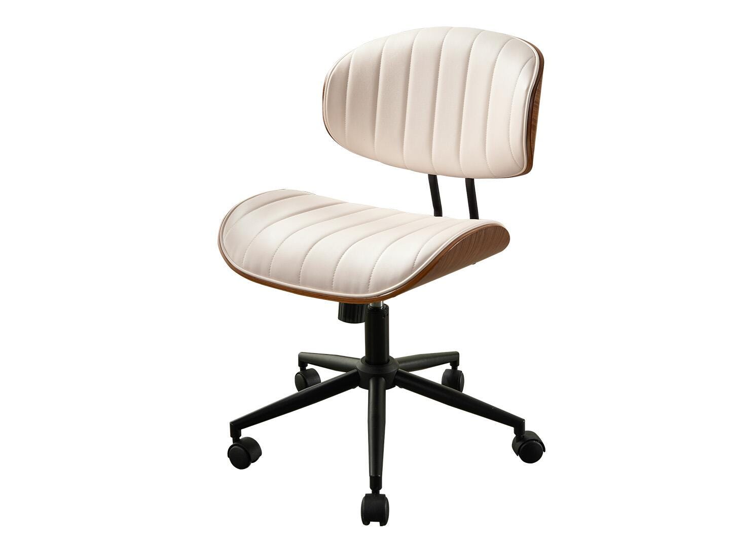 HOMLUX Striped Home Office Desk Chair, White/Brown, large