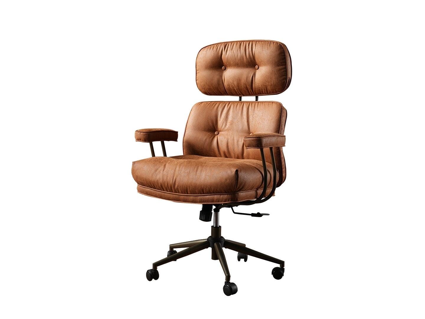 HOMLUX Solid Home Office Desk Chair, Cognac Brown, large