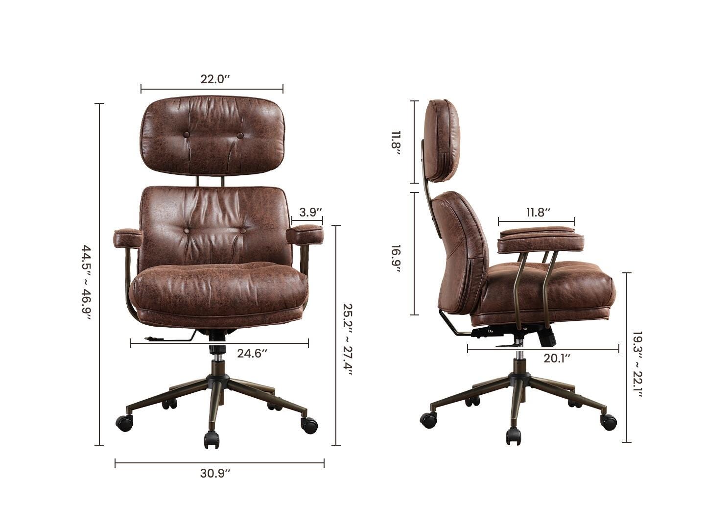 HOMLUX Solid Home Office Desk Chair, Dark Brown, large