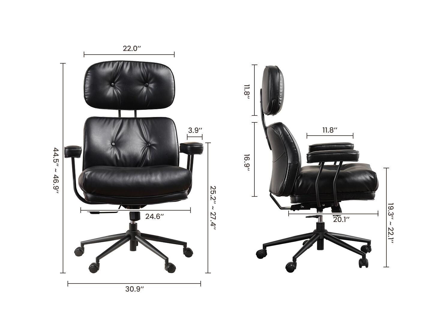 HOMLUX Solid Home Office Desk Chair, Black, large
