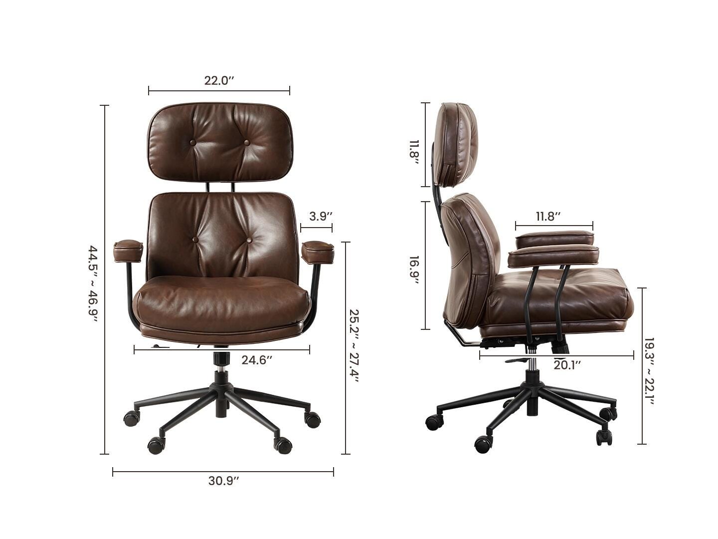 HOMLUX Solid Home Office Desk Chair, Brown, large
