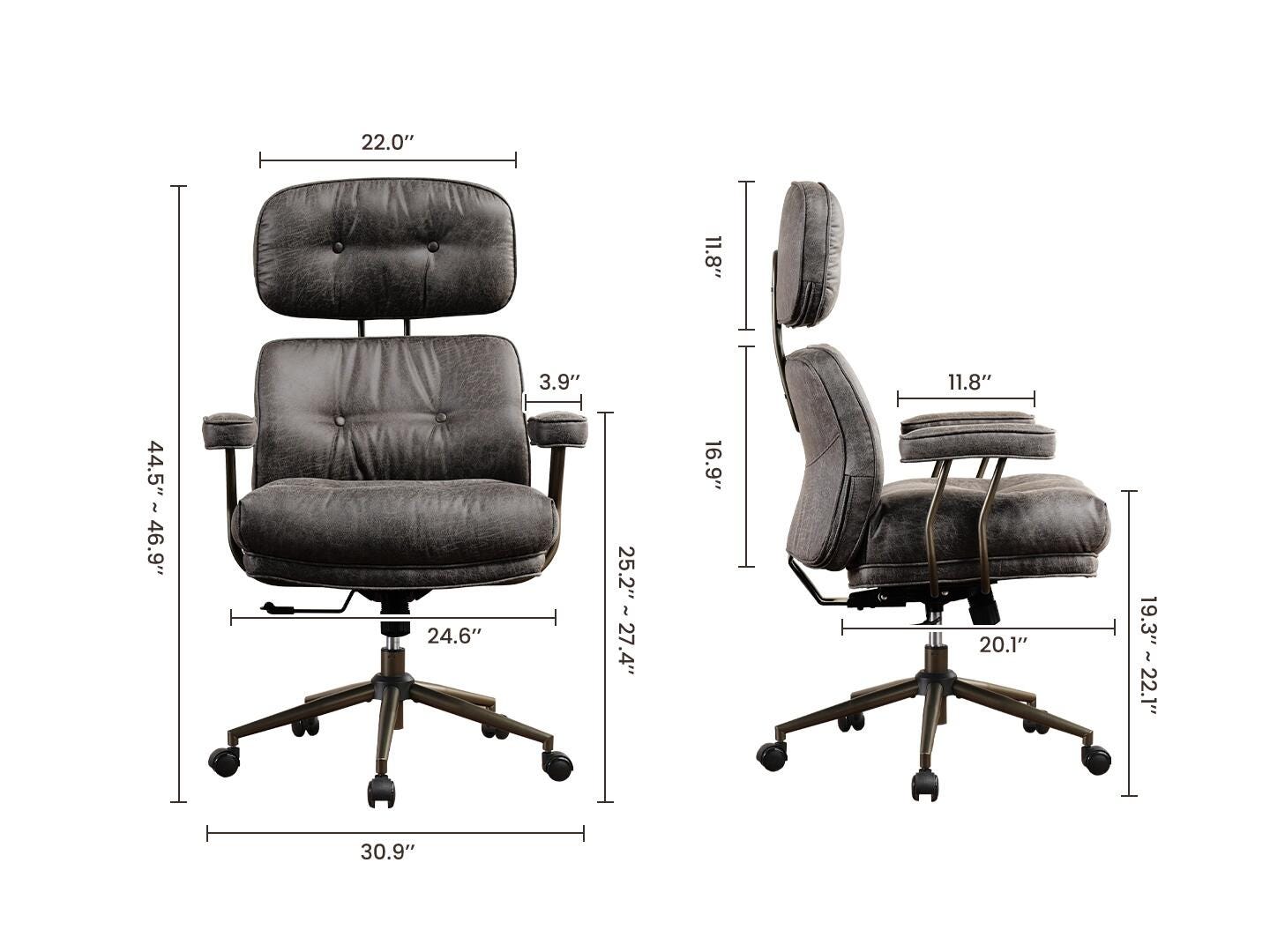 HOMLUX Solid Home Office Desk Chair, Gray, large