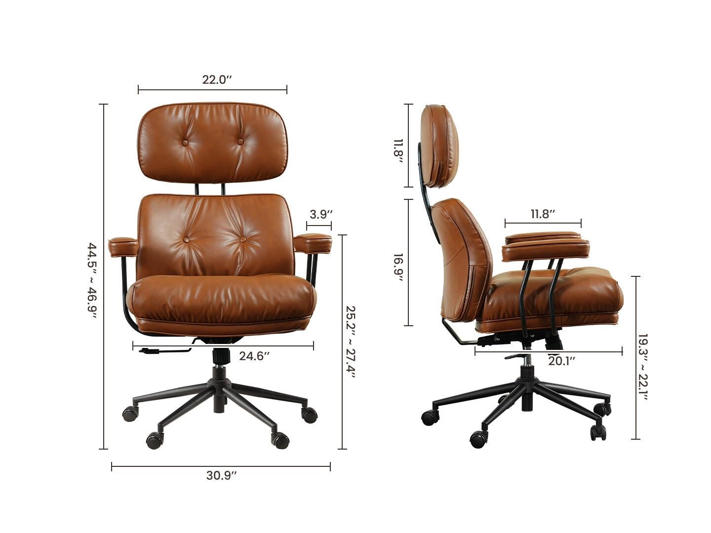 HOMLUX Solid Home Office Desk Chair, Caramel Brown, large