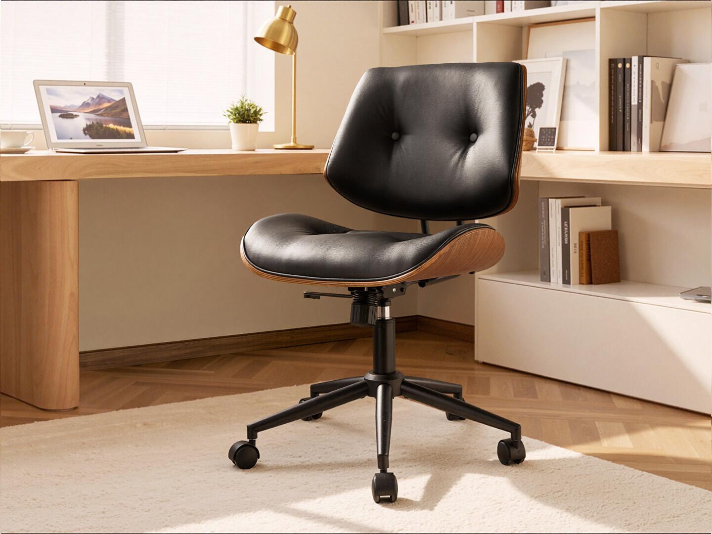 HOMLUX Home Office Desk Chair, Black/Brown, rollover