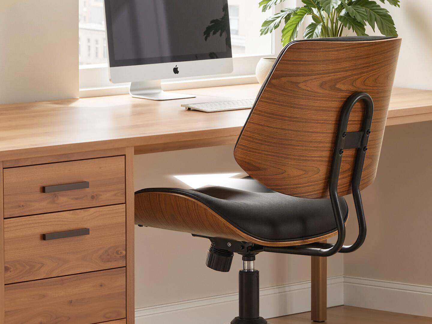 HOMLUX Home Office Desk Chair, Black/Brown, large