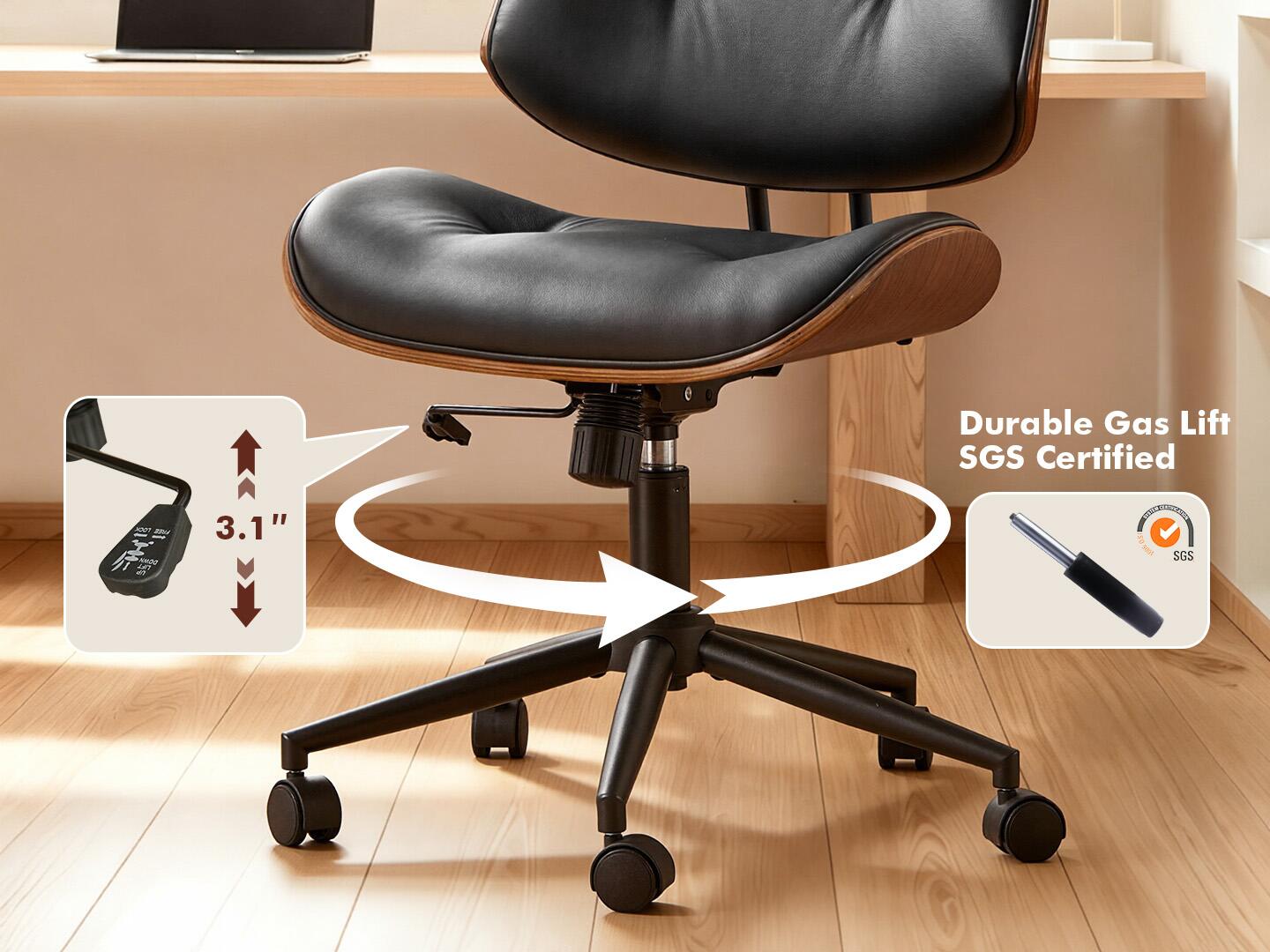 HOMLUX Home Office Desk Chair, Black/Brown, large
