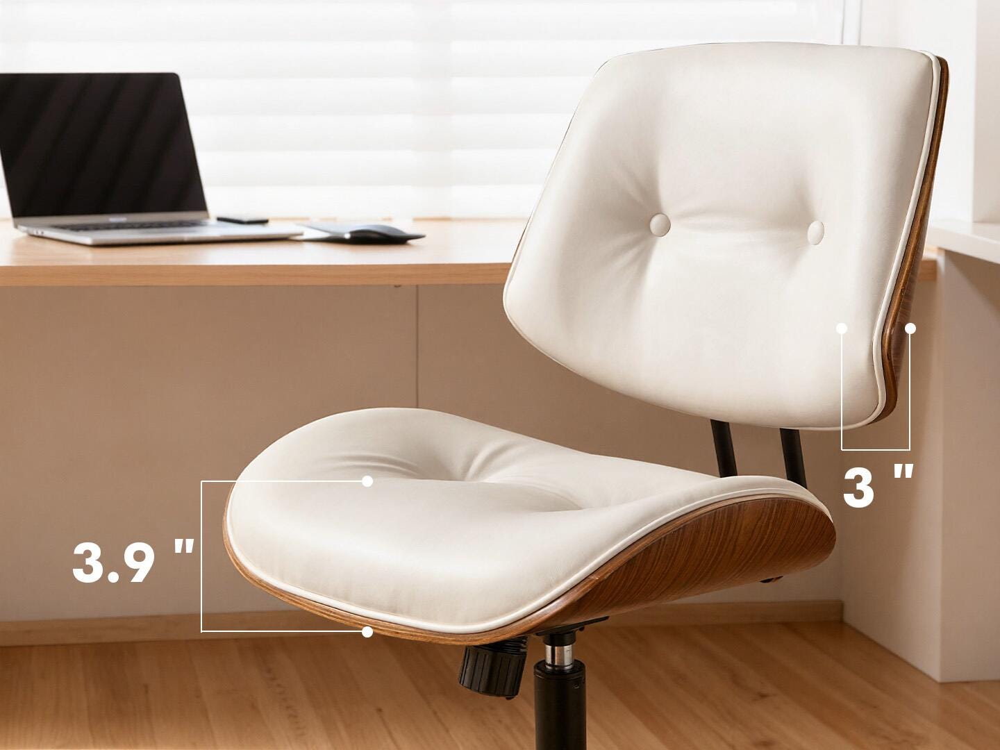 HOMLUX Home Office Desk Chair, White/Brown, large