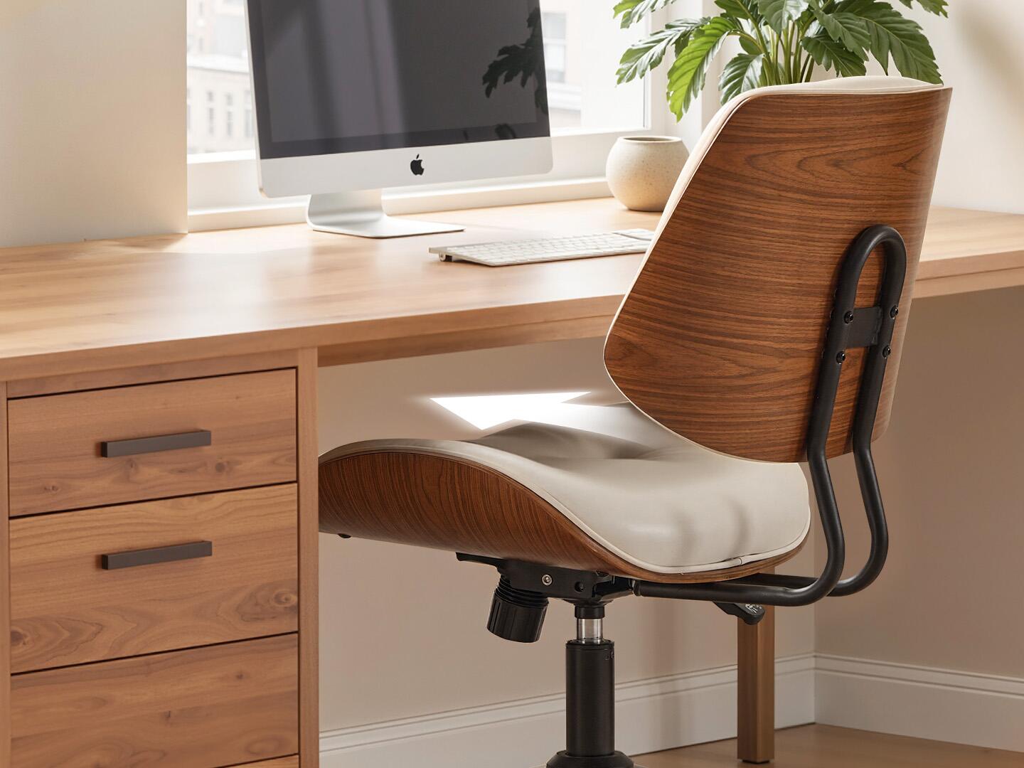 HOMLUX Home Office Desk Chair, White/Brown, large