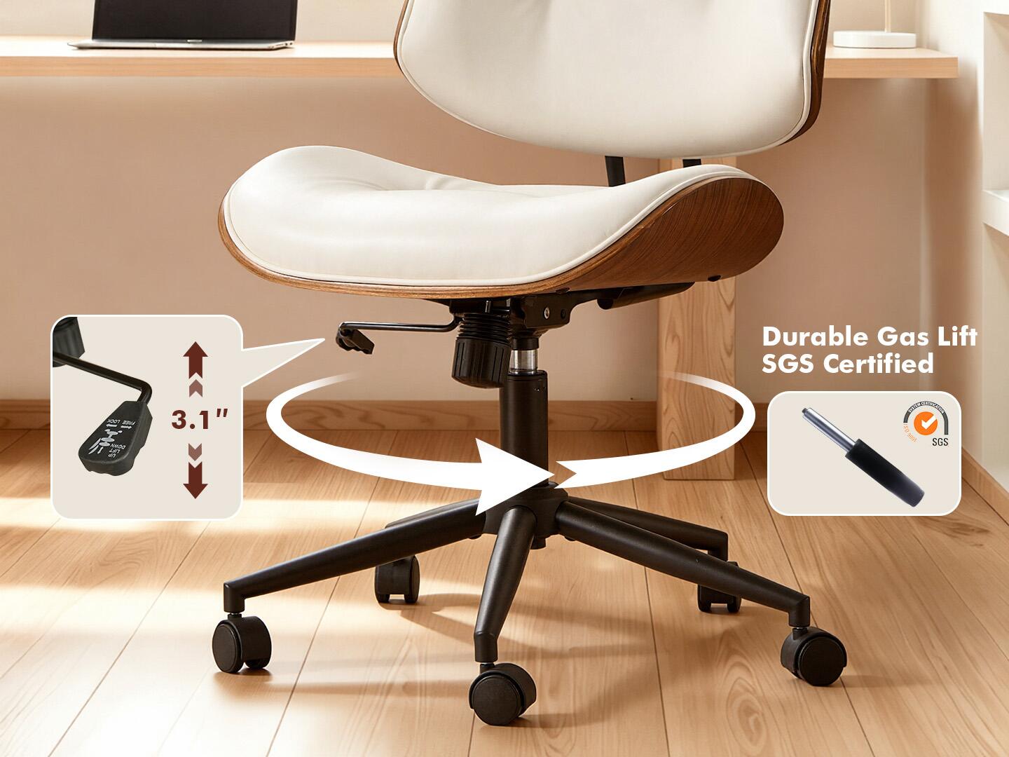 HOMLUX Home Office Desk Chair, White/Brown, large