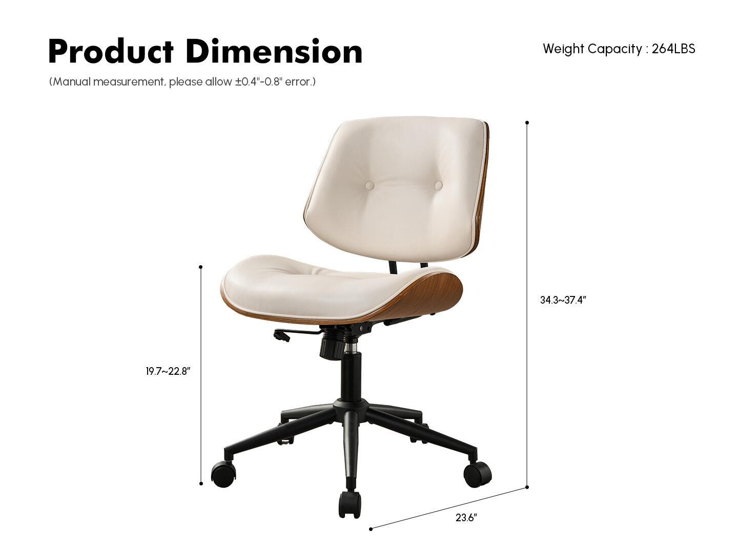 HOMLUX Home Office Desk Chair, White/Brown, large