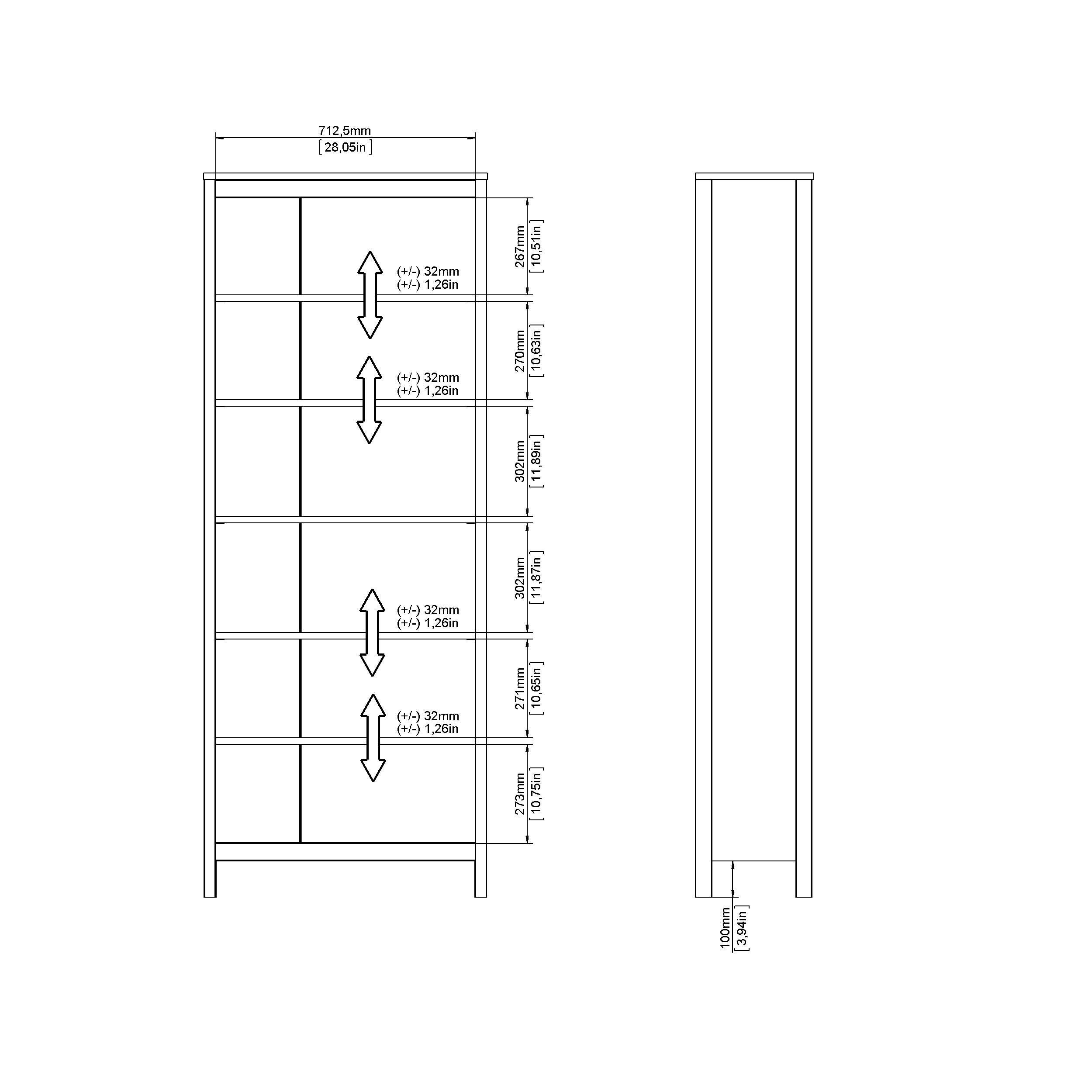 Madrid Adjustable 6 Shelf Home Office Bookcase, , large