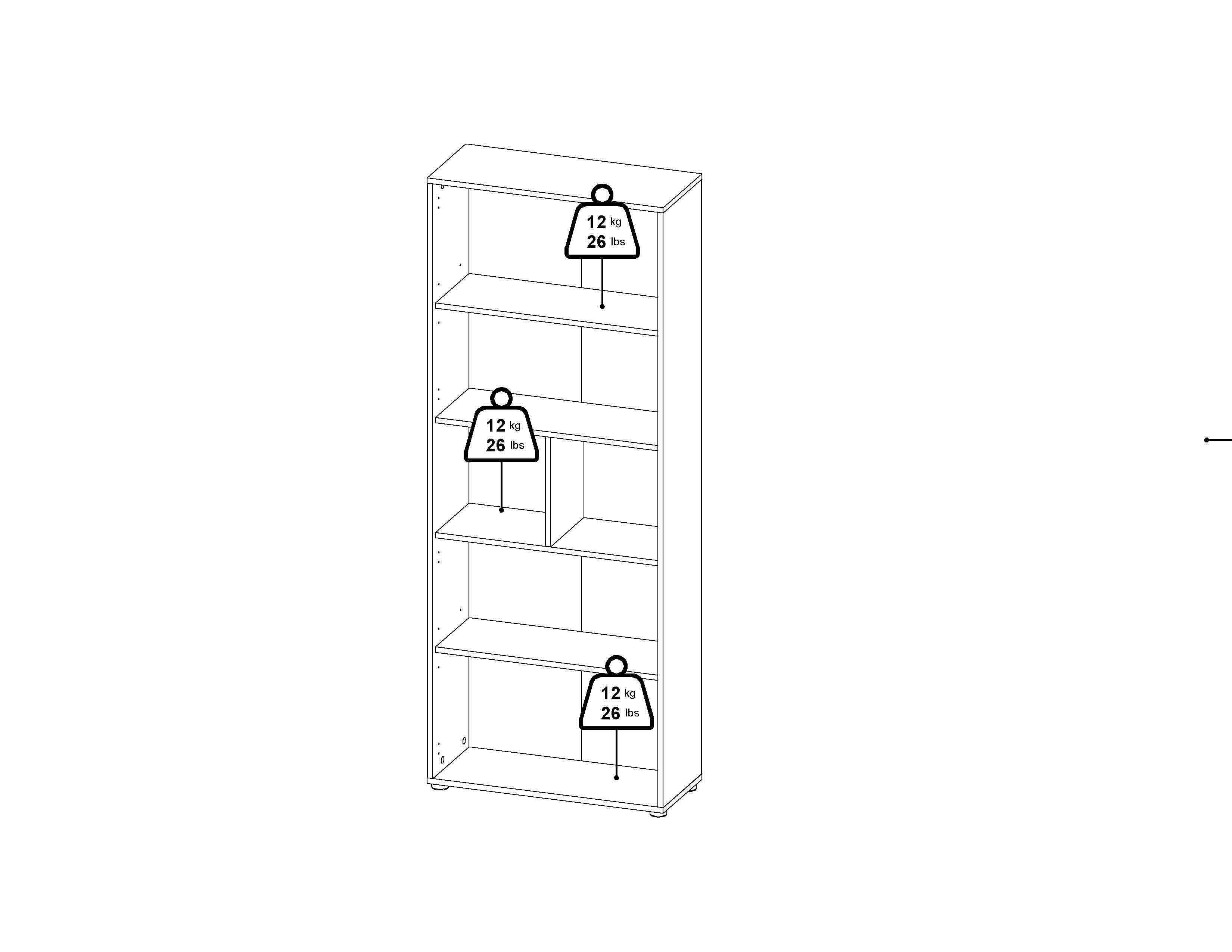 Sign Adjustable 6 Shelf Home Office Bookcase, , large
