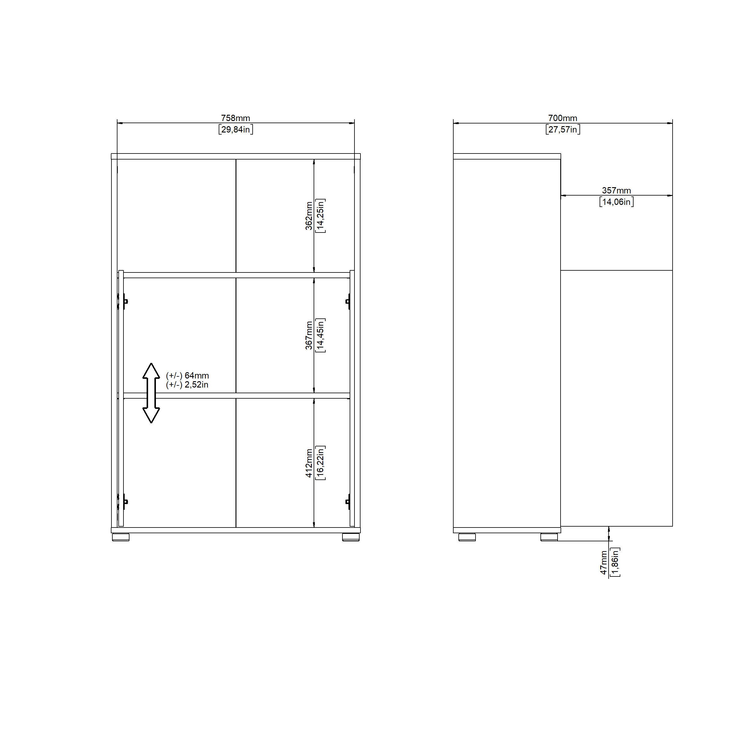 Tvilum Sign 48" Adjustable Bookcase, Gray/Jackson Hickory, large