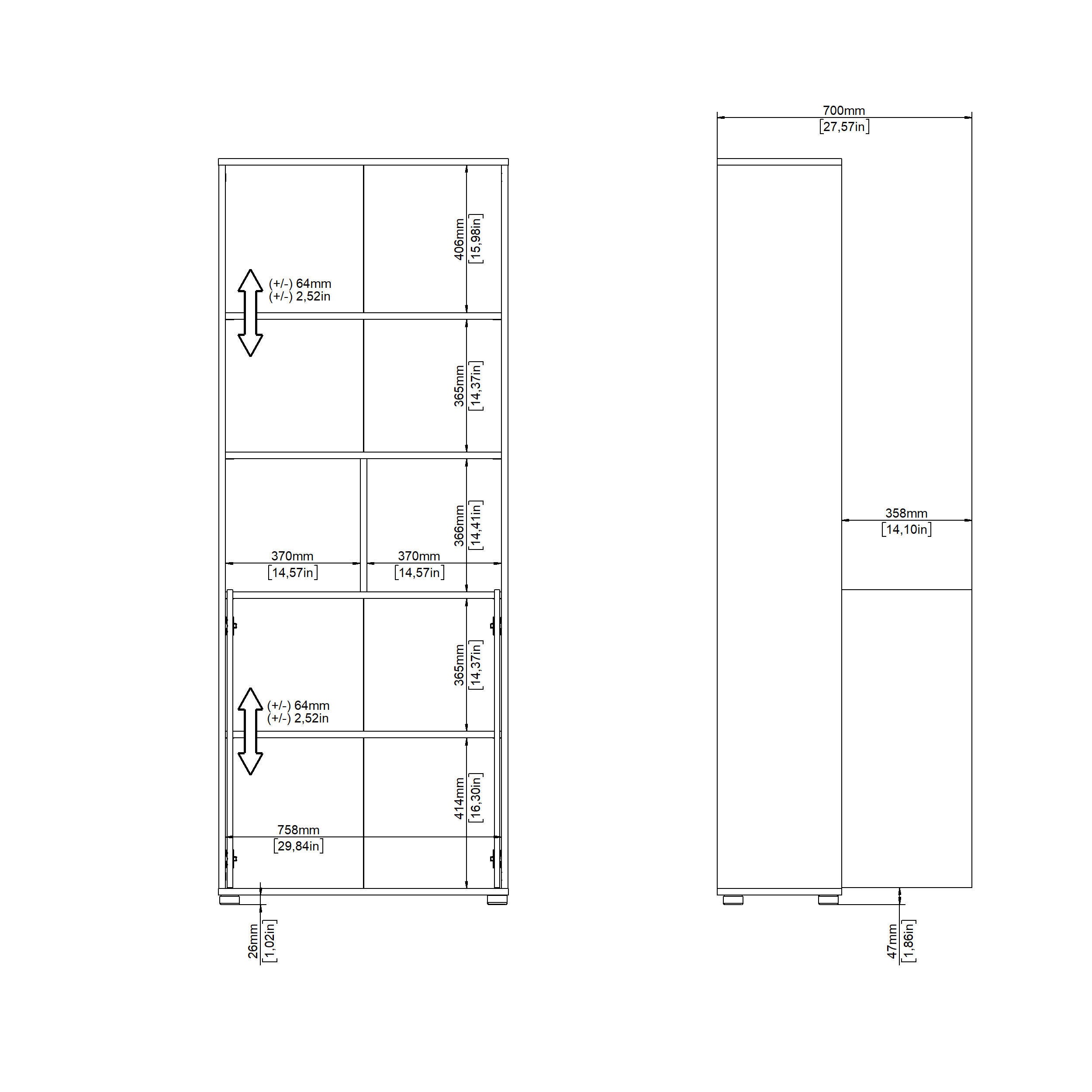 Tvilum Sign 80" Bookcase, Jackson Hickory/White, large