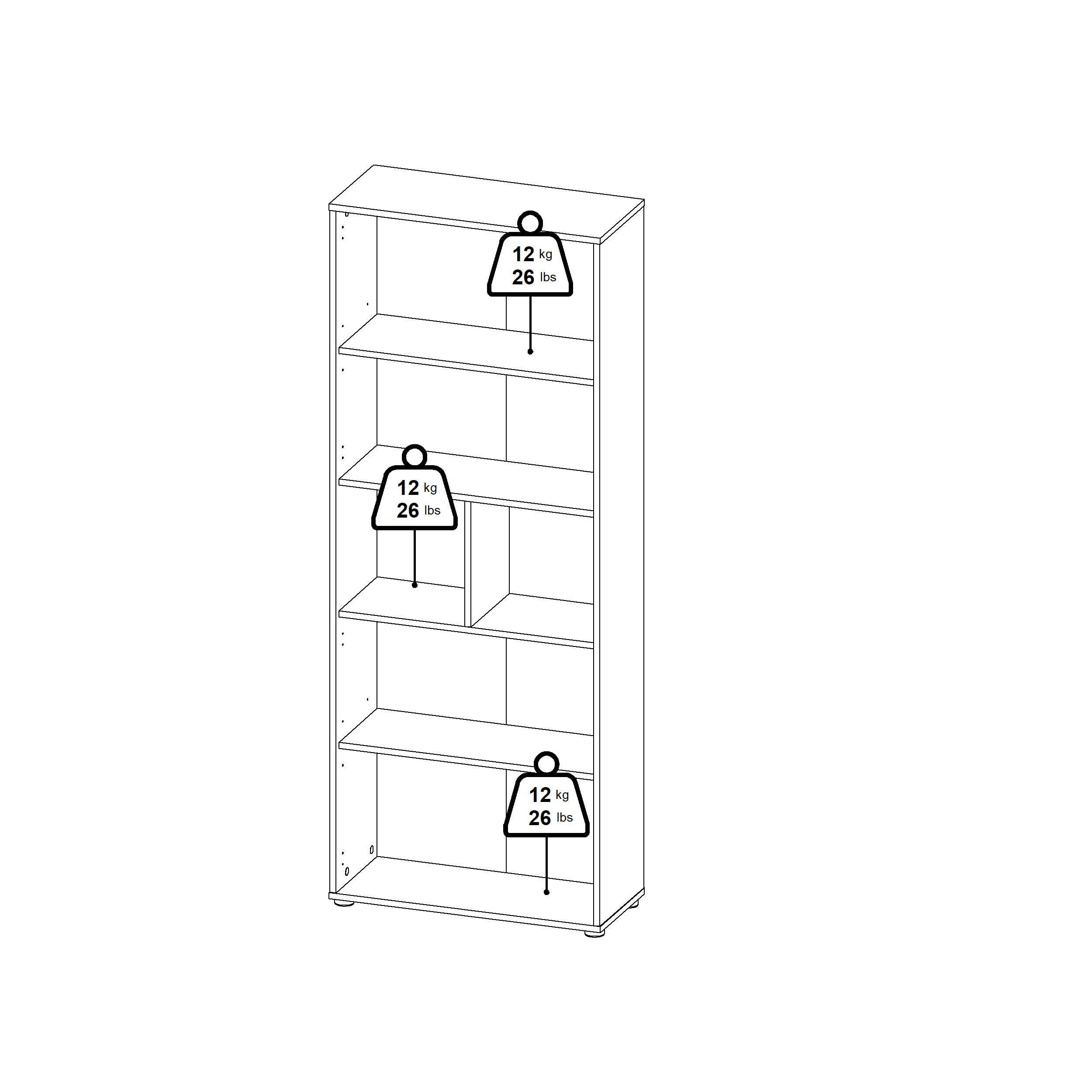 Tvilum Sign 80" Bookcase, Jackson Hickory/White, large