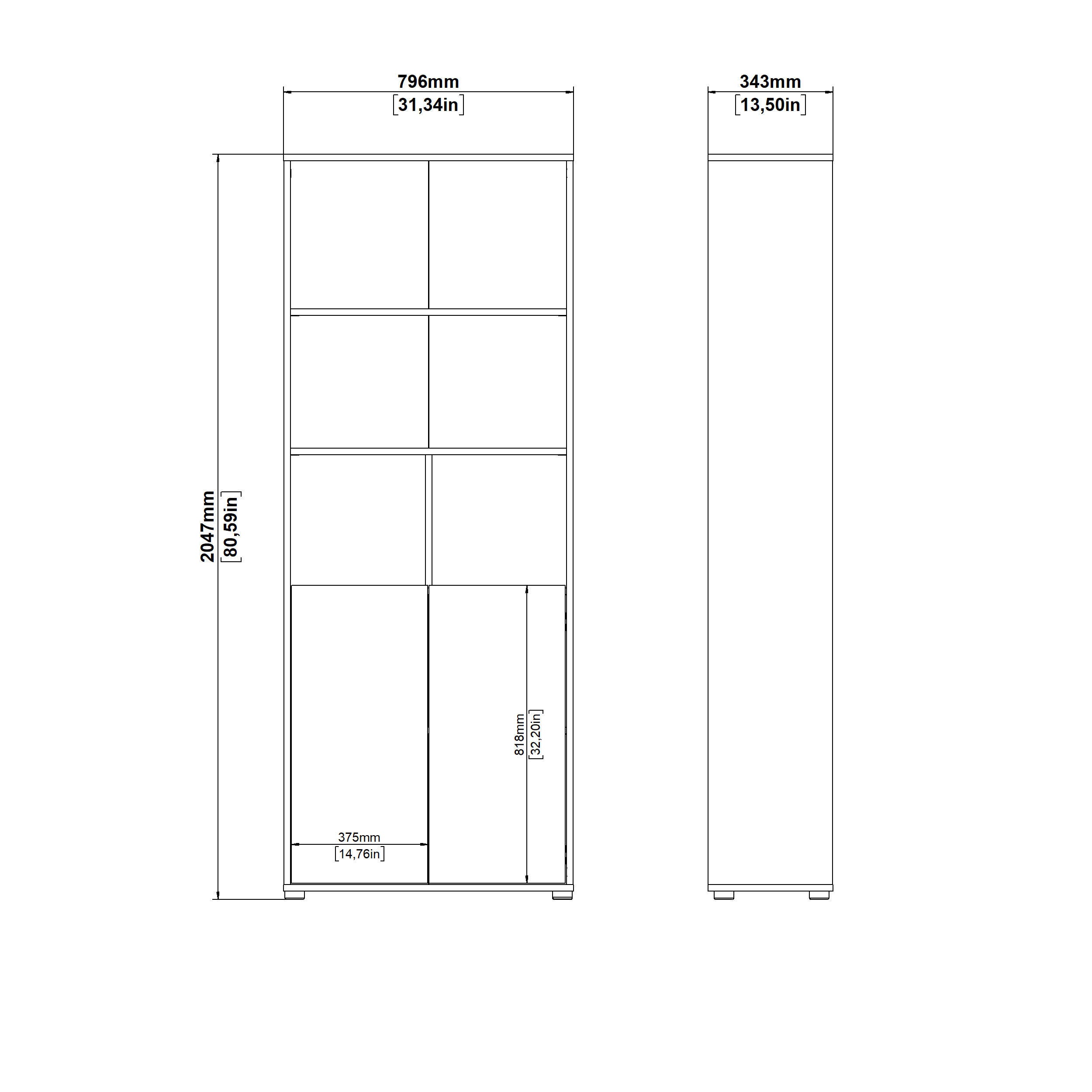 Tvilum Sign 80" Bookcase, Jackson Hickory/White, large