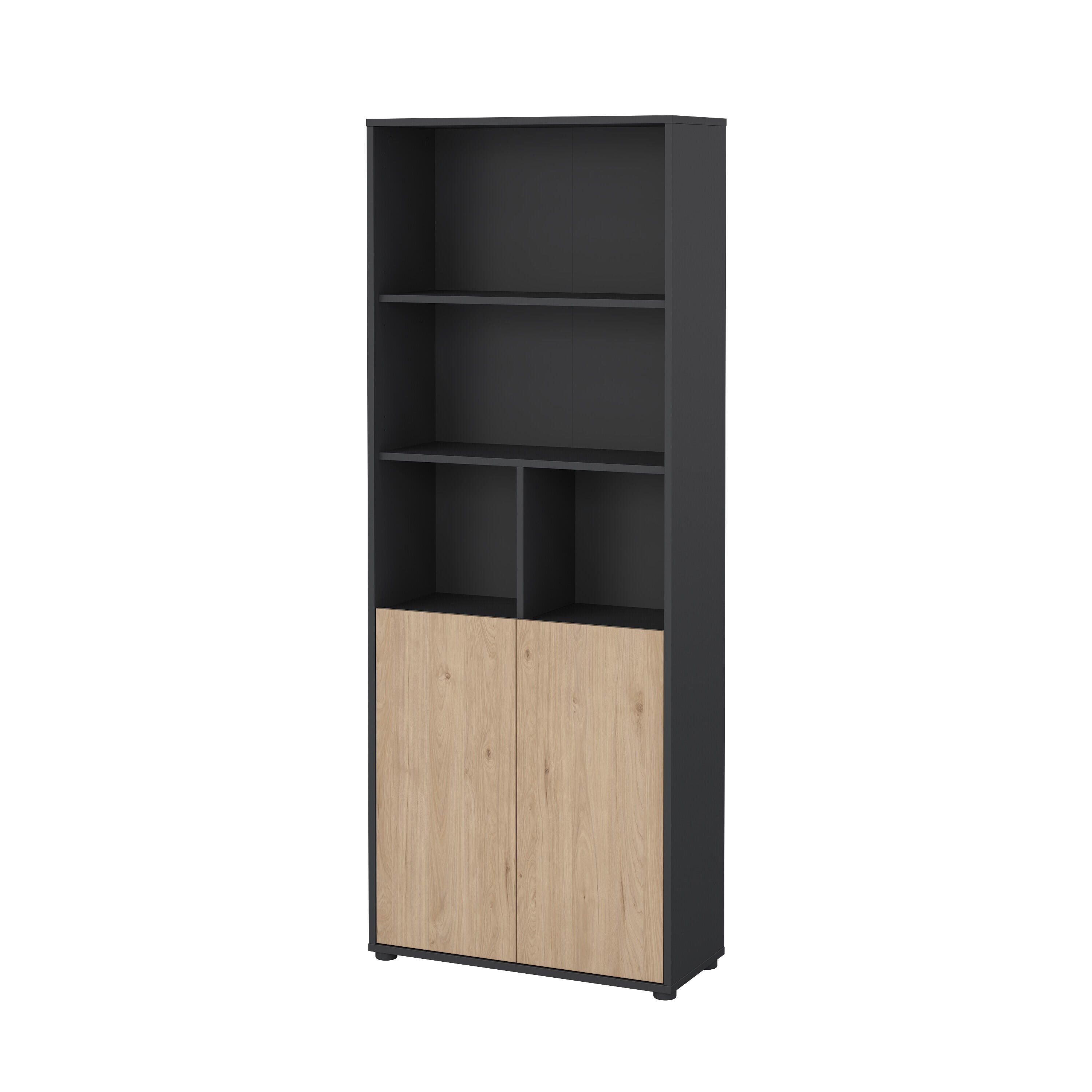 Tvilum Sign 80" Bookcase, Gray/Jackson Hickory, large