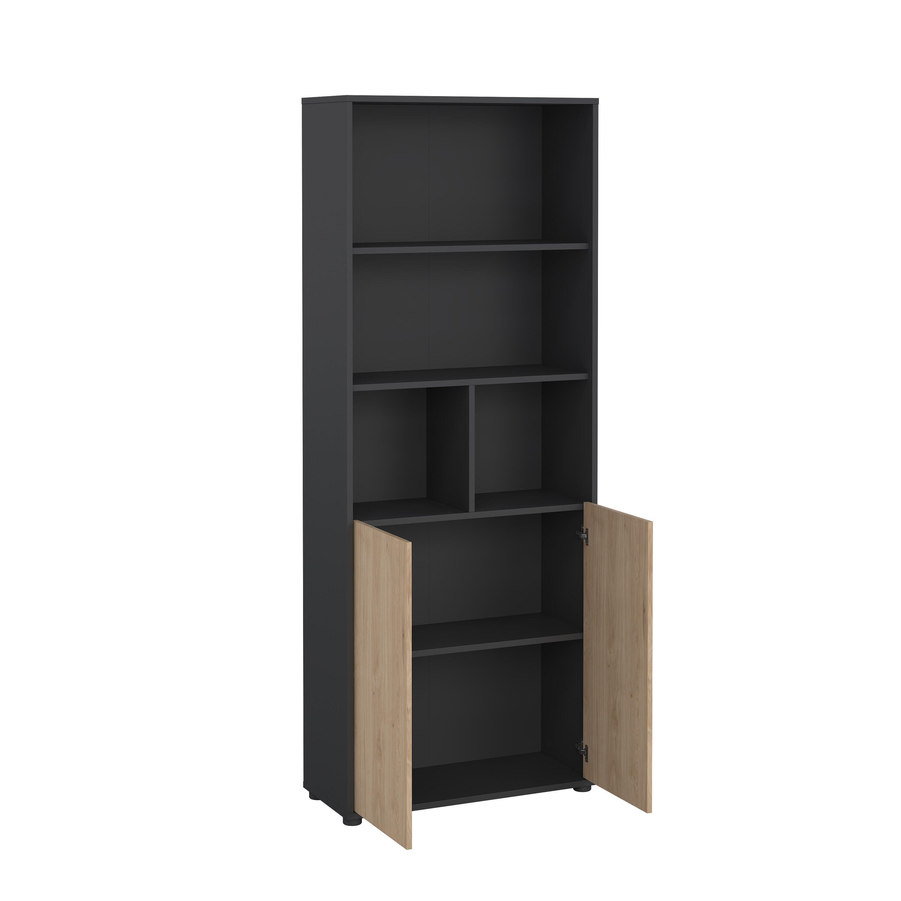 Tvilum Sign 80" Bookcase, Gray/Jackson Hickory, large
