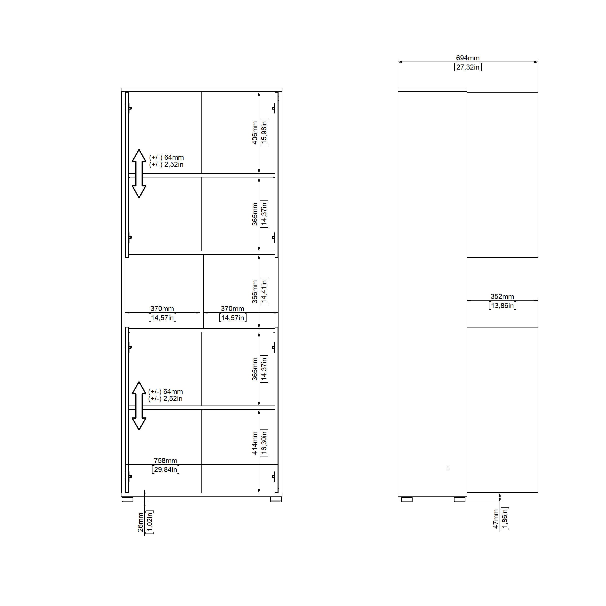 Tvilum Sign 80" Bookcase, Gray/Jackson Hickory, large