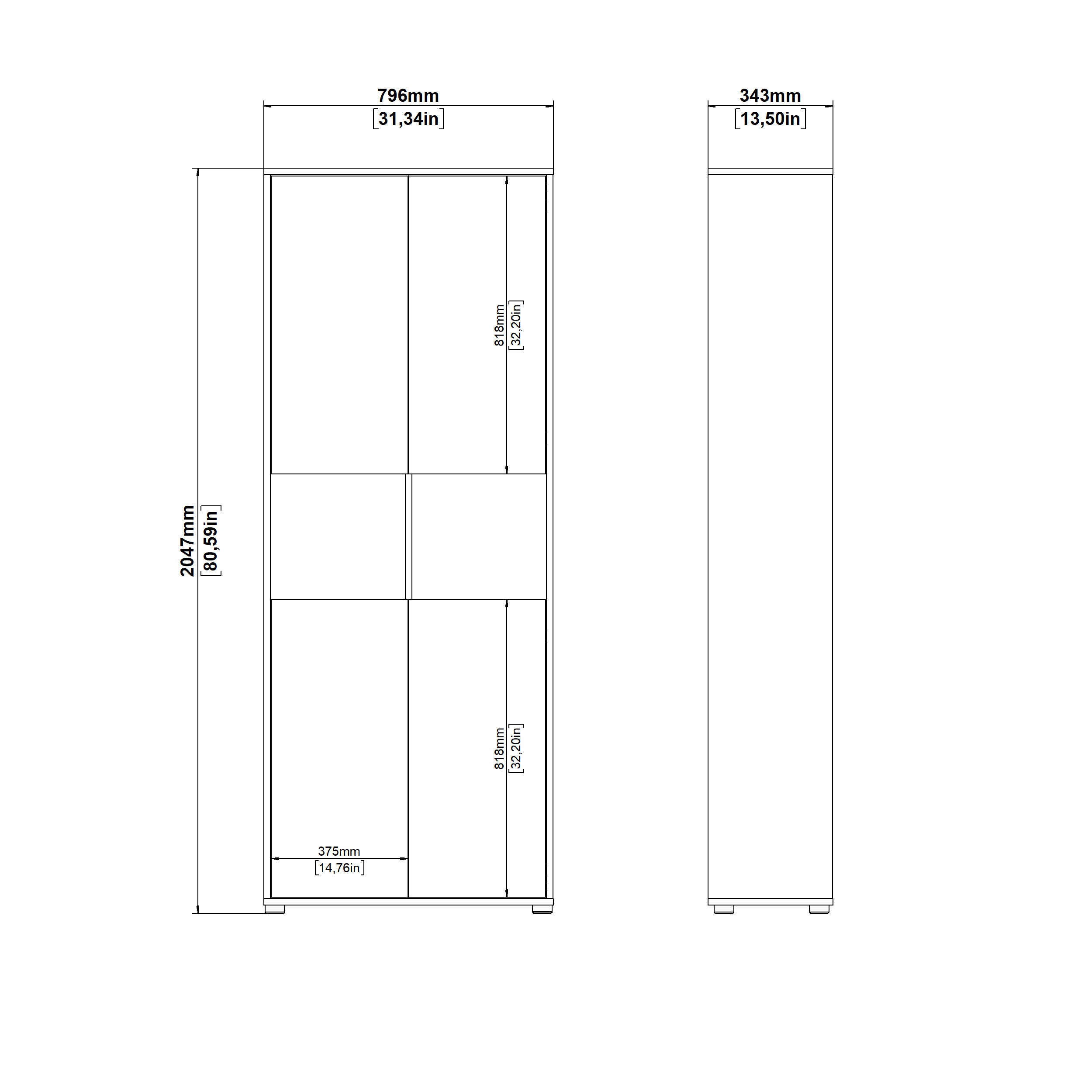 Tvilum Sign 80" Bookcase, Gray/Jackson Hickory, large