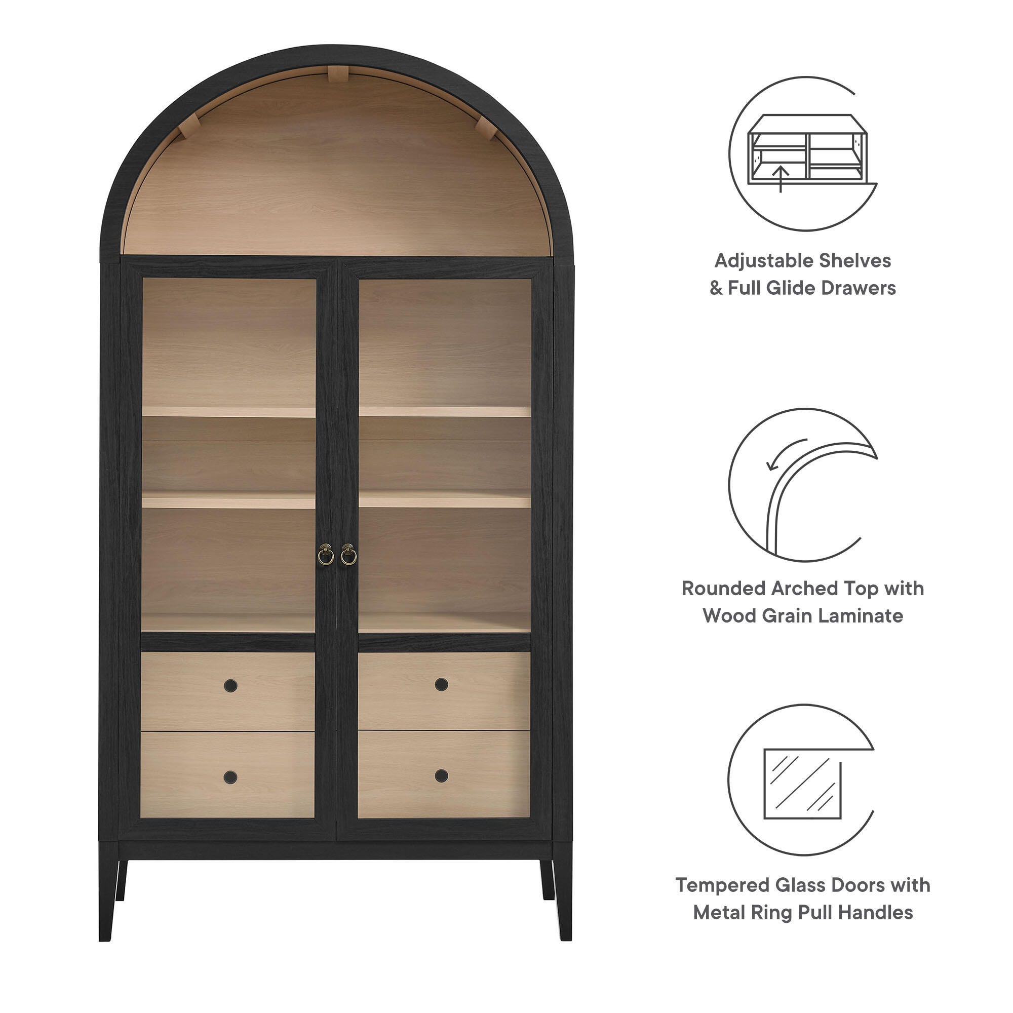 Modway Nolan Storage Cabinet, Black Oak, large