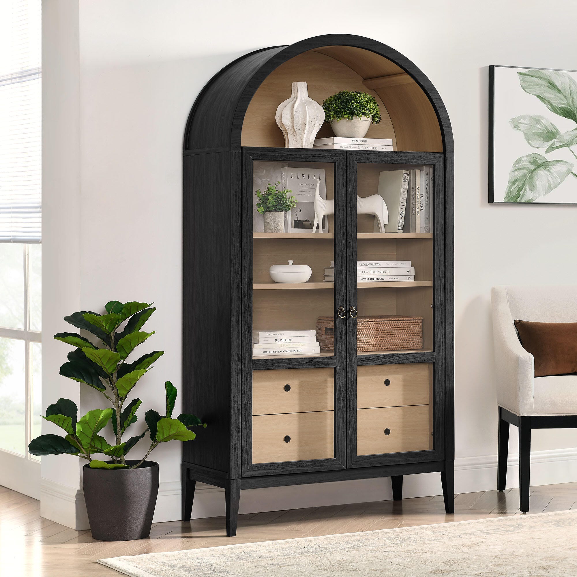 Modway Nolan Storage Cabinet, Black Oak, large