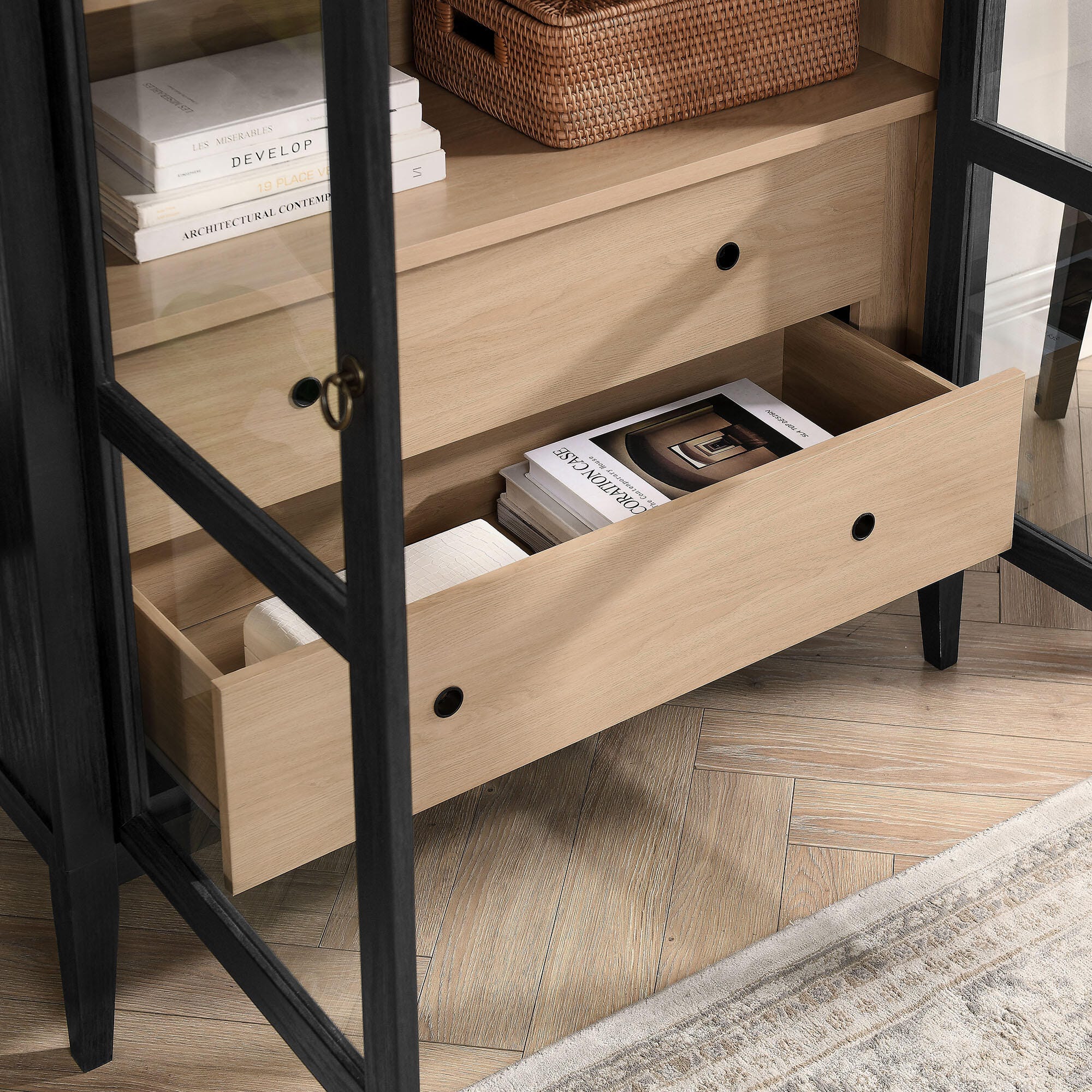 Modway Nolan Storage Cabinet, Black Oak, large