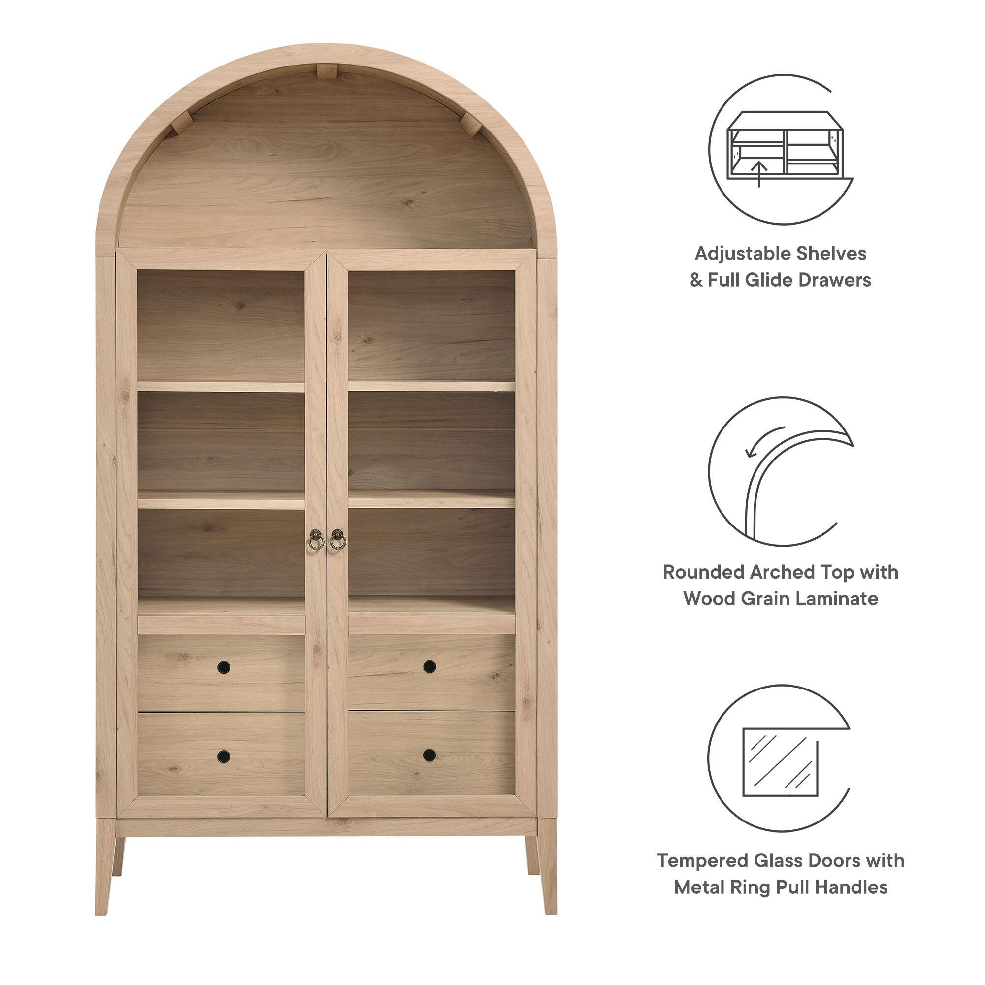 Modway Nolan Storage Cabinet, Light Oak, large