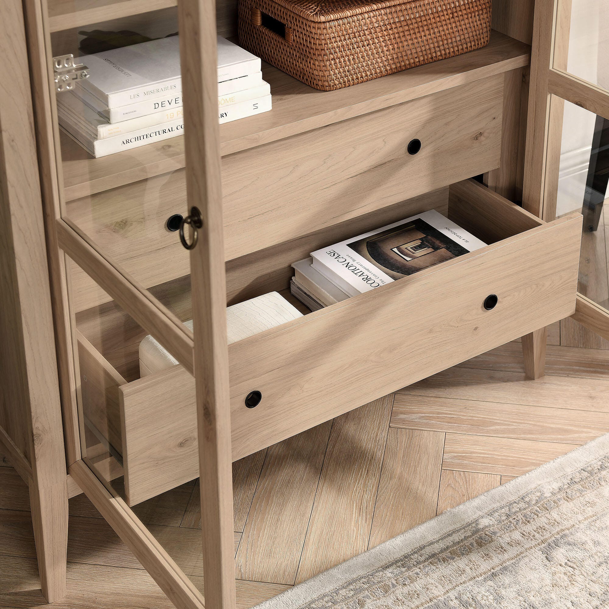 Modway Nolan Storage Cabinet, Light Oak, large