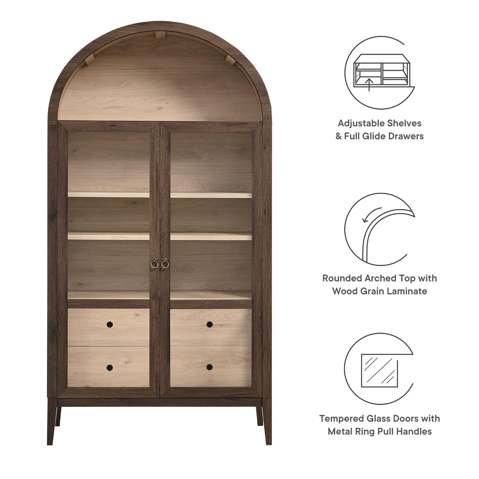 Modway Nolan Storage Cabinet, Walnut/Light Oak, large