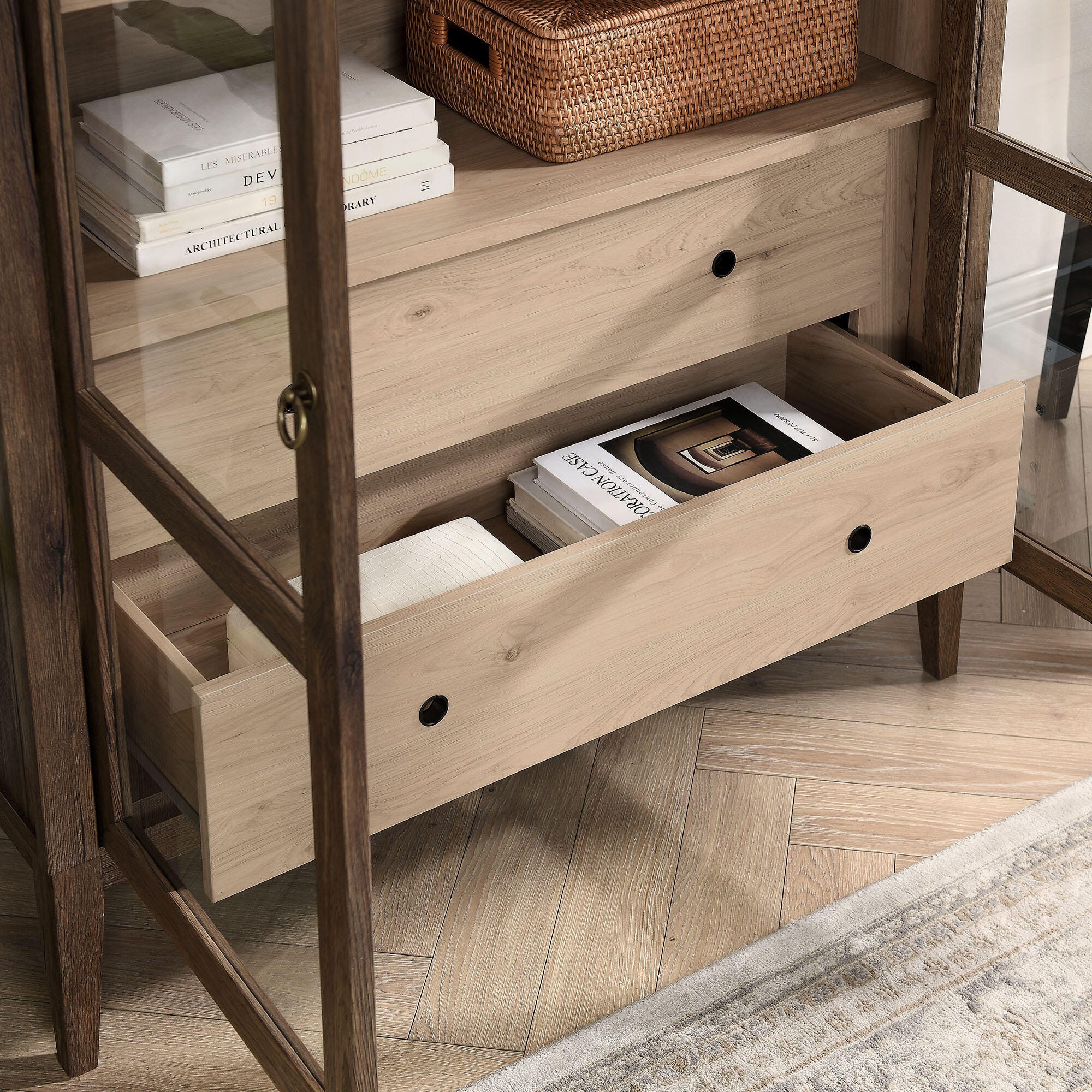 Modway Nolan Storage Cabinet, Walnut/Light Oak, large