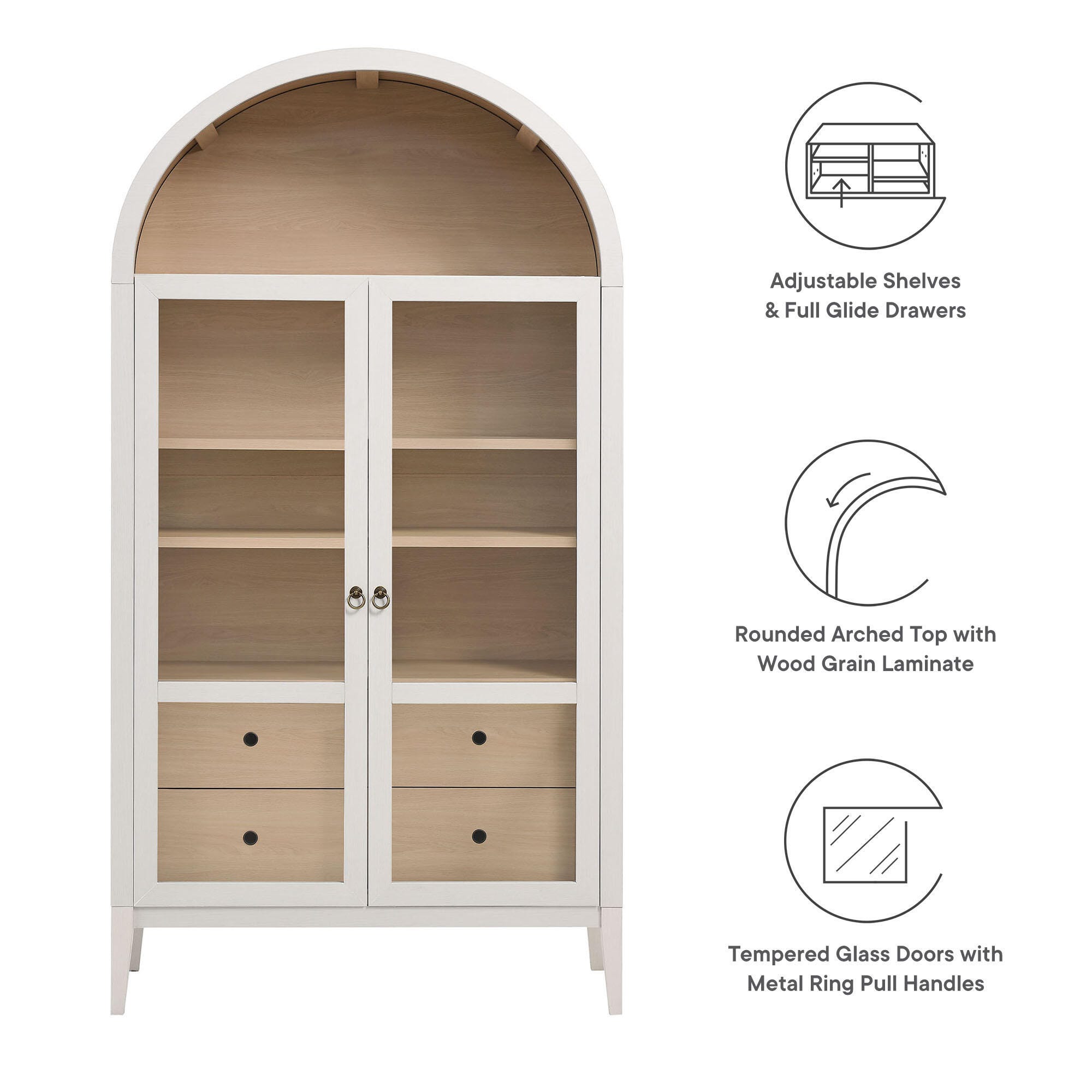 Modway Nolan Storage Cabinet, Ivory Oak, large