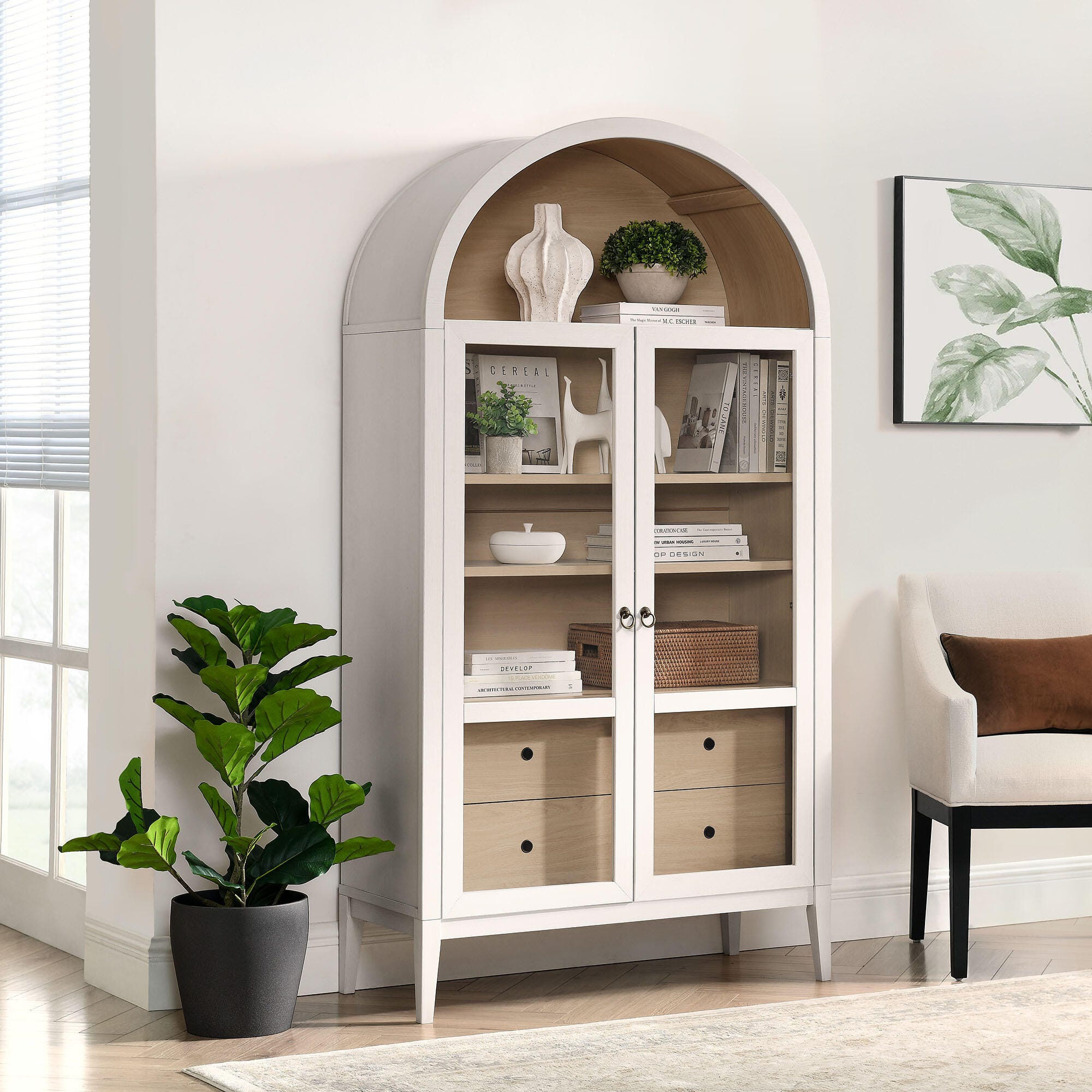 Modway Nolan Storage Cabinet, Ivory Oak, large