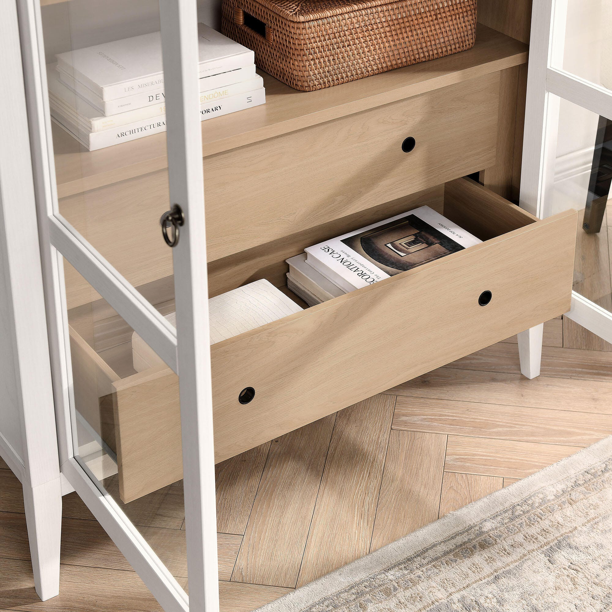 Modway Nolan Storage Cabinet, Ivory Oak, large