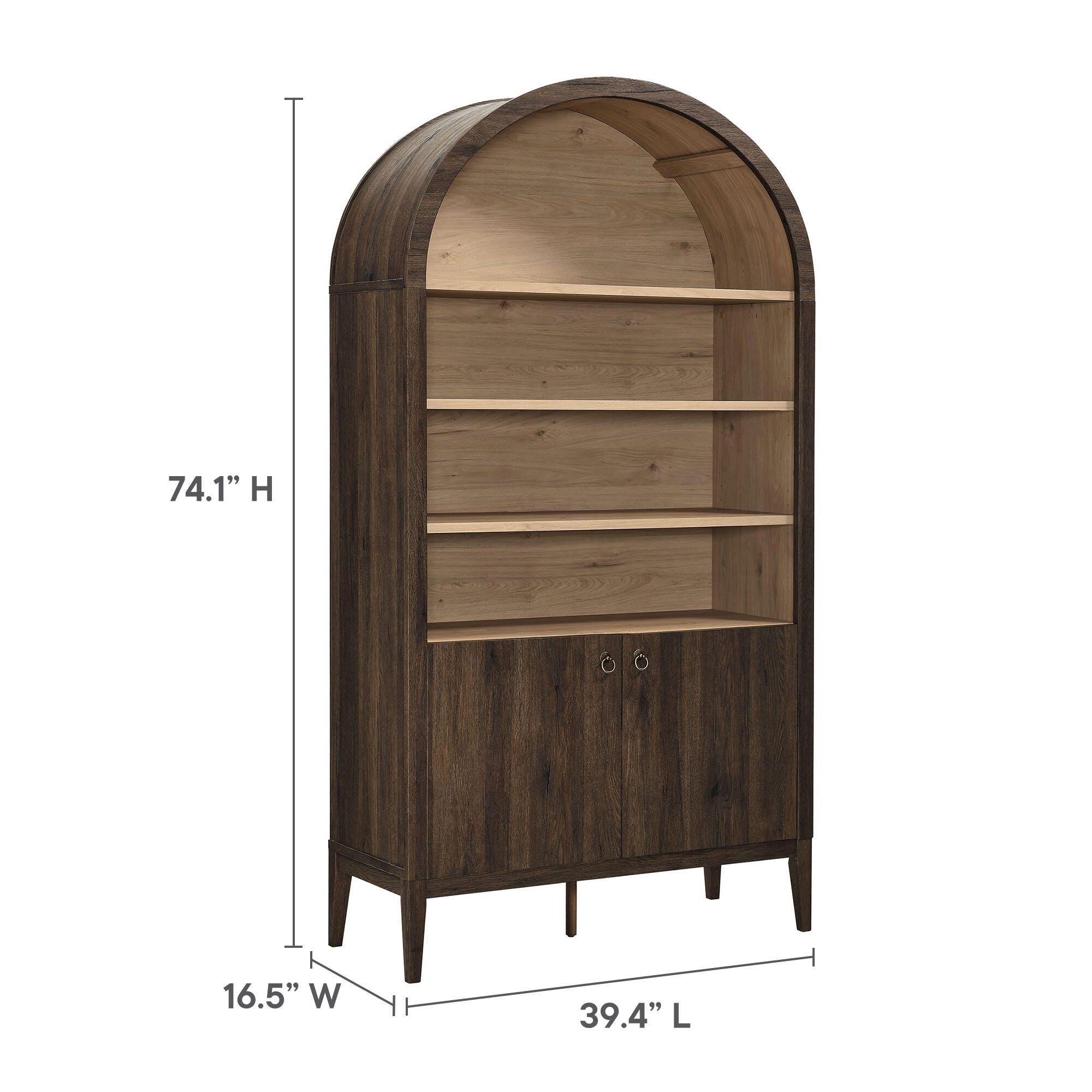 Modway Nolan 74" Storage Bookcase, Dark Walnut, large