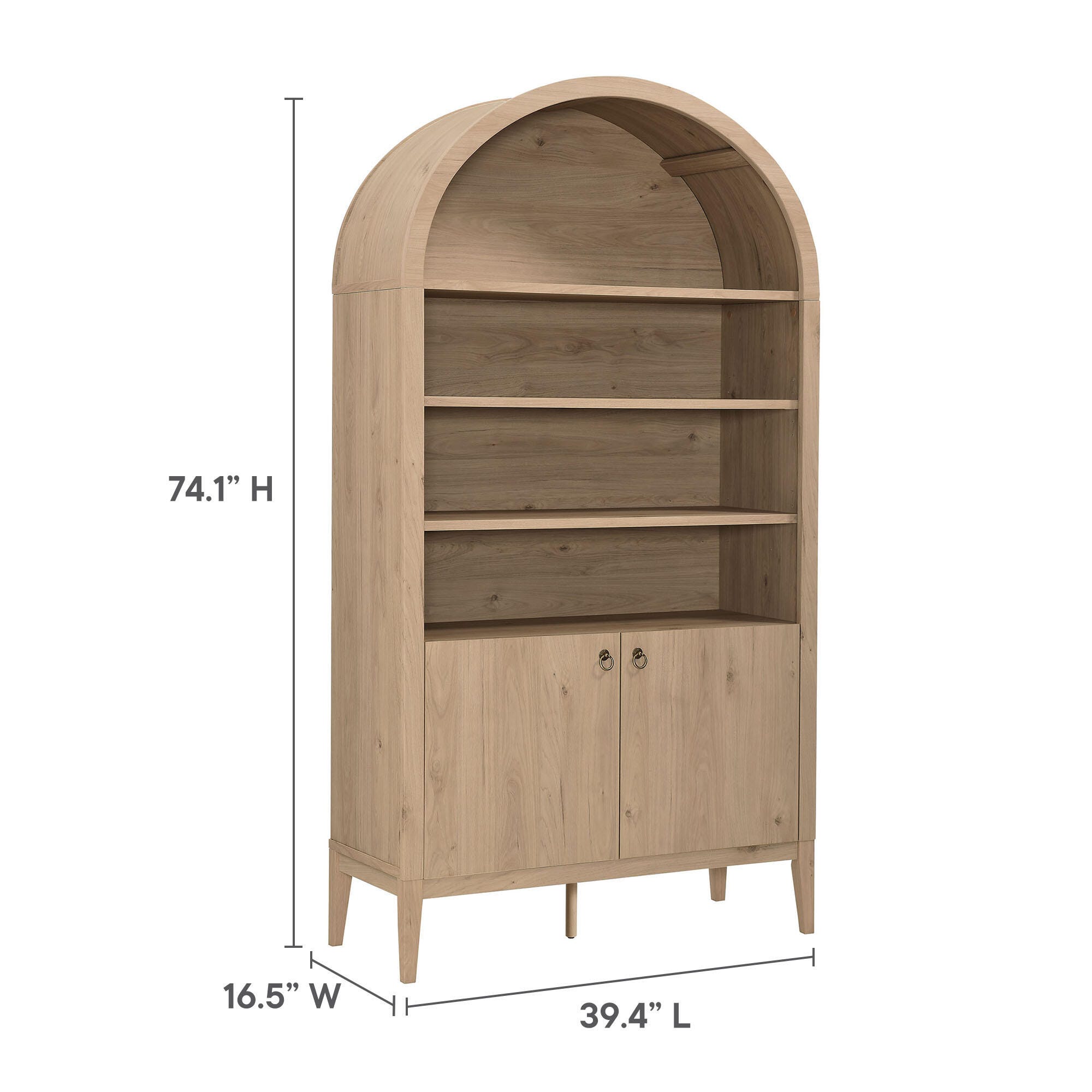 Modway Nolan 74" Storage Bookcase, Light Oak, large