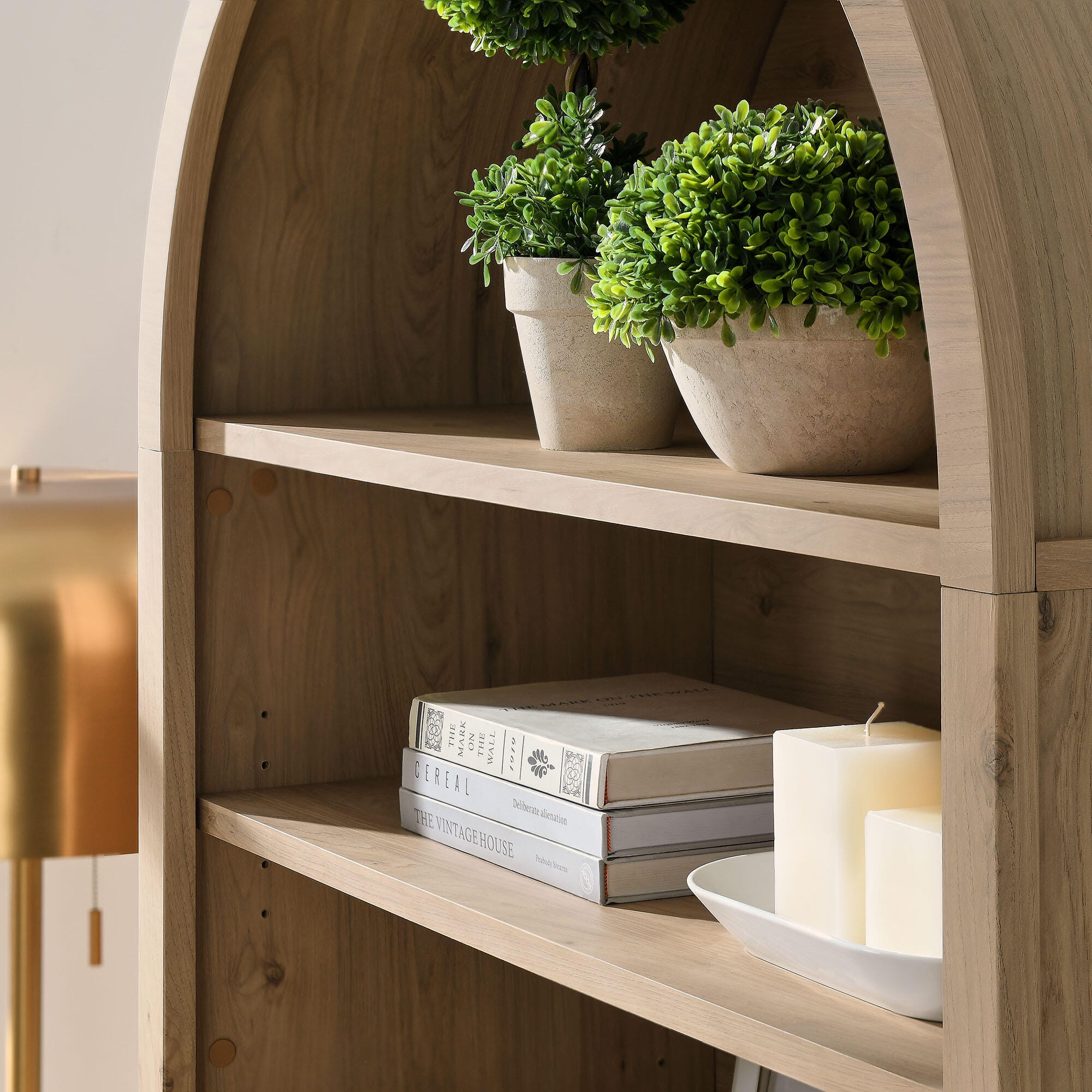 Modway Nolan 74" Storage Bookcase, Light Oak, large