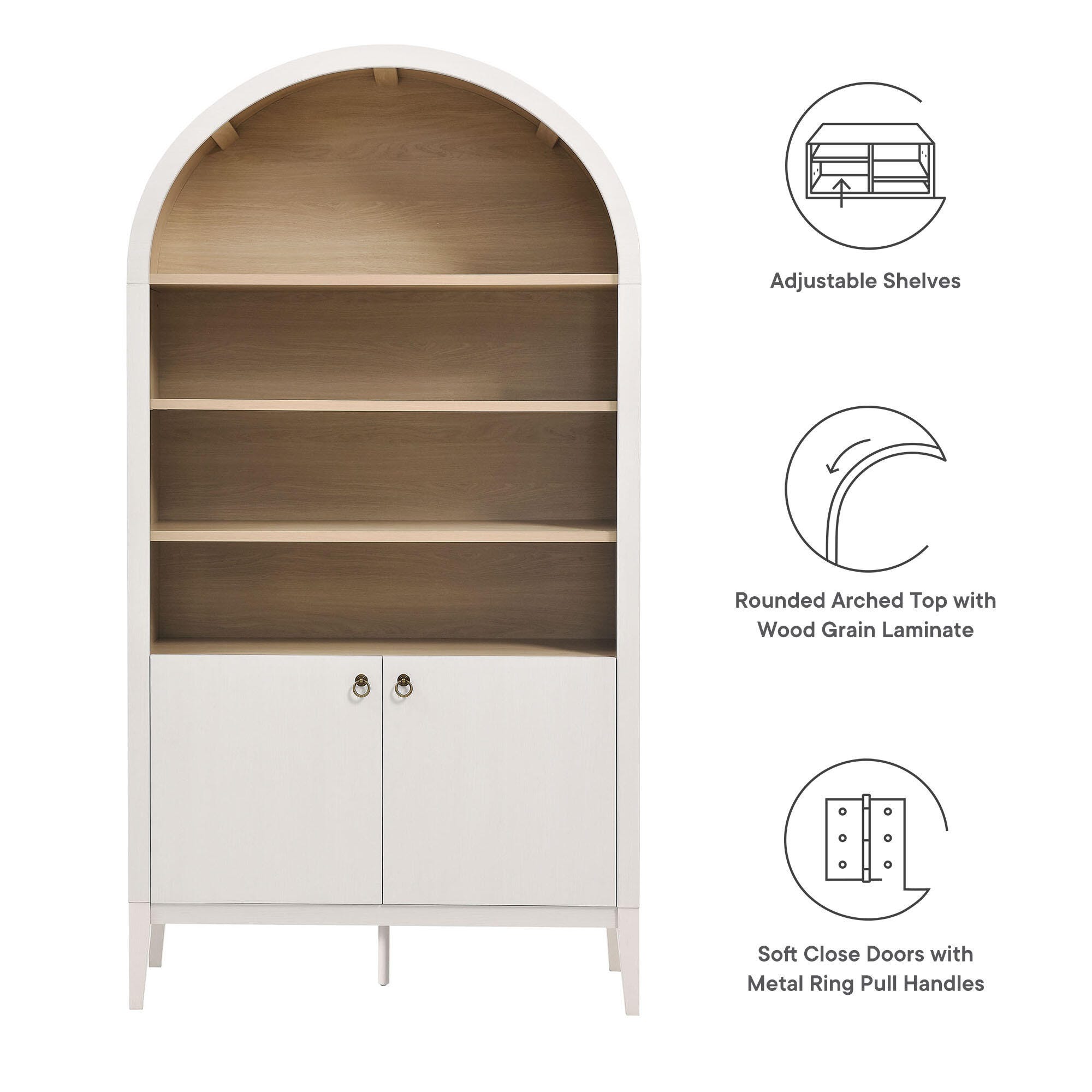Modway Nolan 74" Storage Bookcase, Ivory, large
