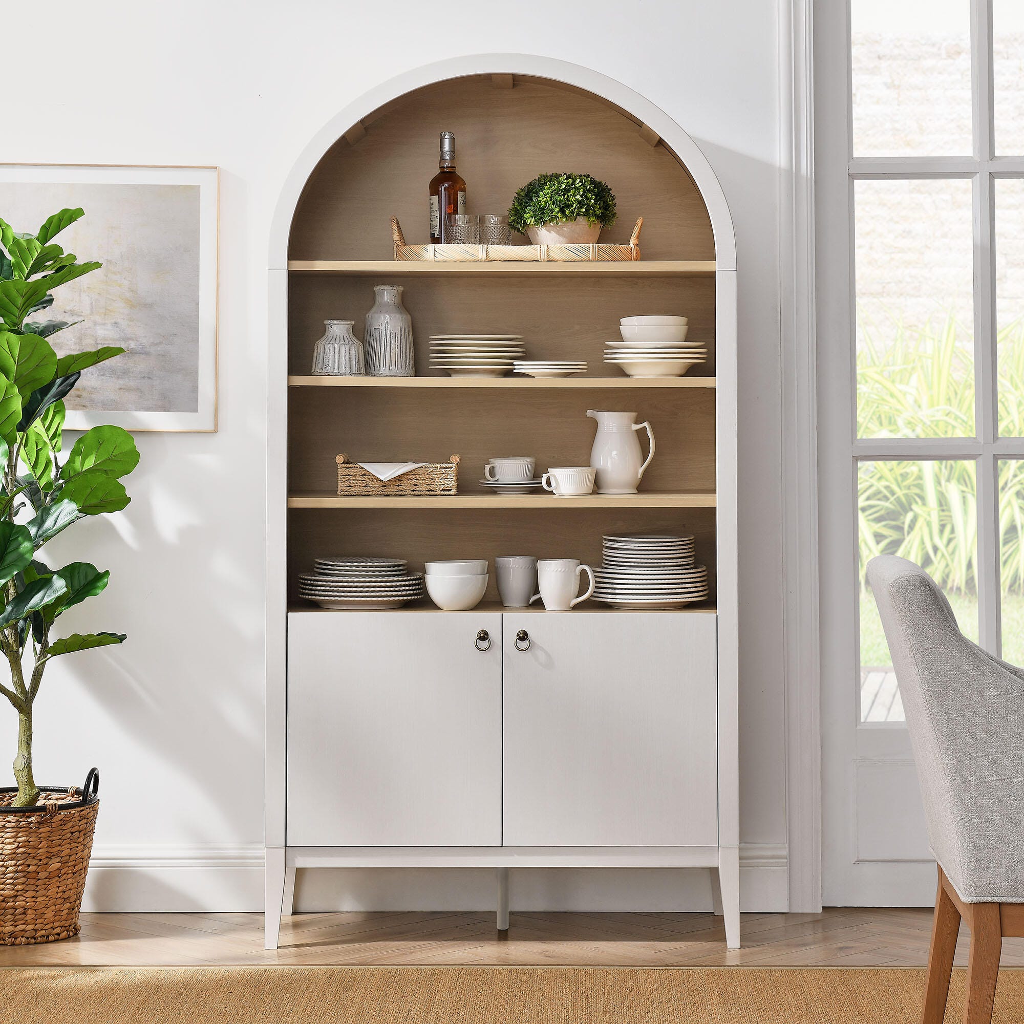 Modway Nolan 74" Storage Bookcase, Ivory, large